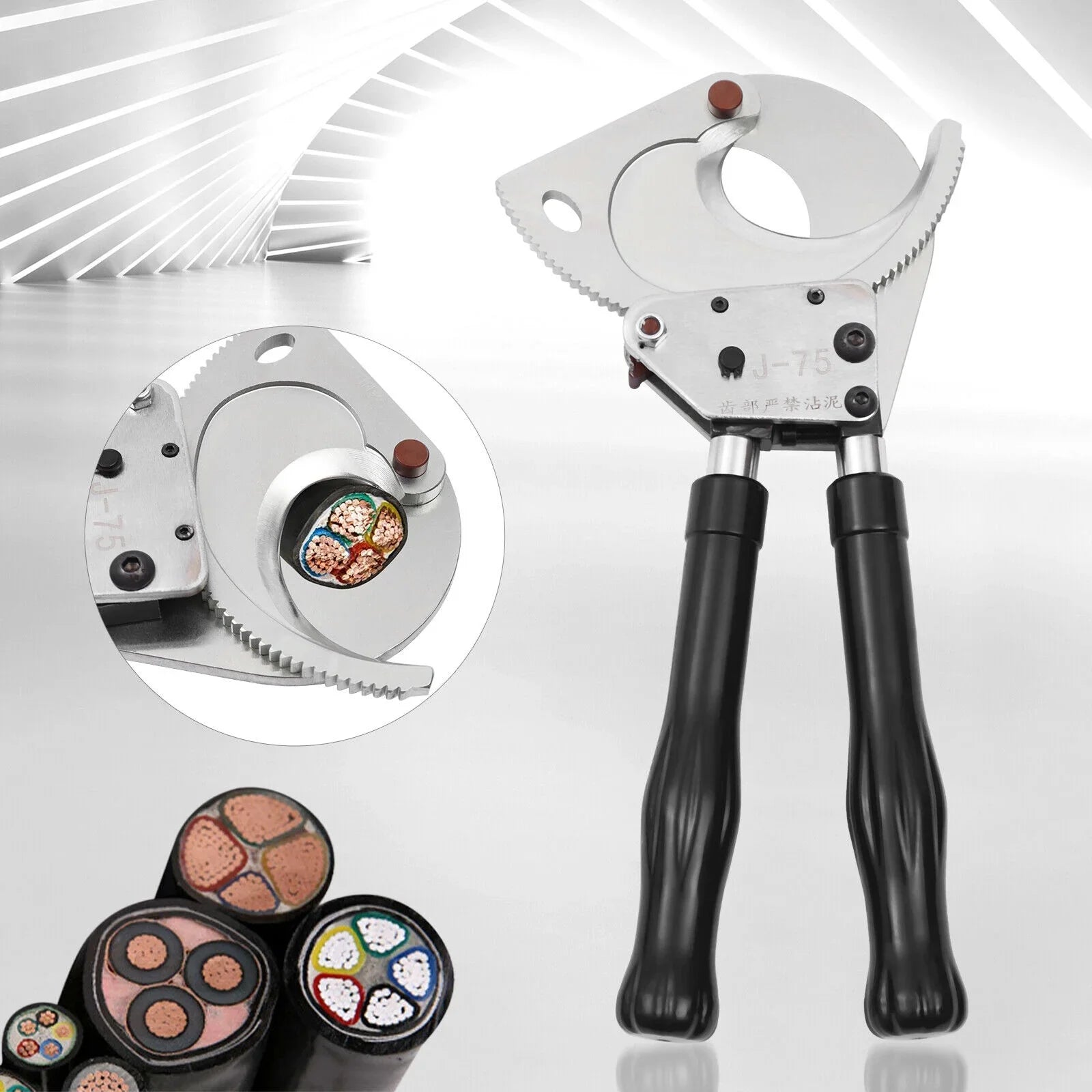 Heavy Duty Ratchet Cable Cutter Cut Φ75mm For Cutting Aluminum, Copper Ratchet Cable Cutter Ratcheting Cutter Heavy Duty Wire Cutter Cut up to Φ75mm Ratchet Cable Cutter Cuting Tool