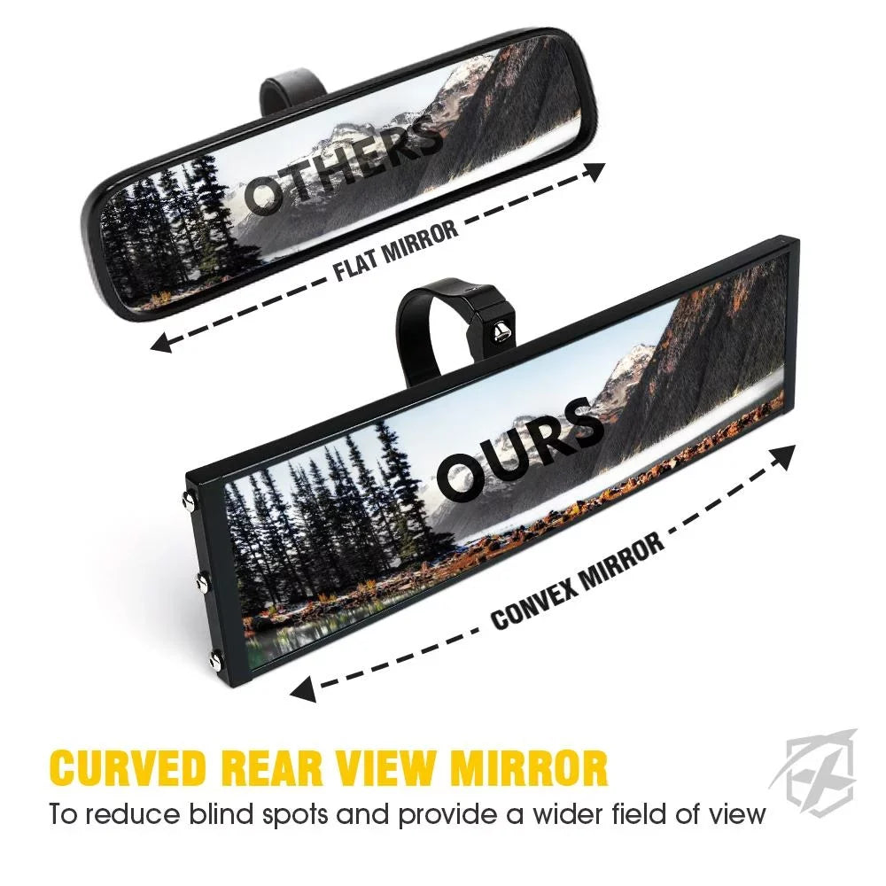 Xprite 9" Aluminum  Rear View Mirror w/ Integrated  Dome Lights fits 1.75" - 2" Rollbars