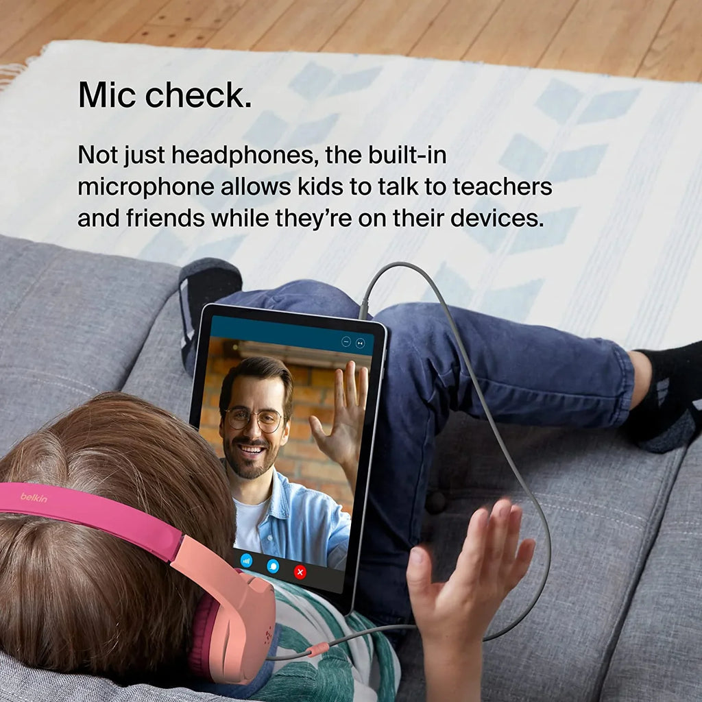 Belkin Soundform Mini - Wired Headphones For Kids With Built-In rophone (3.55mm Audio Cable) - Kids On-Ear Wired