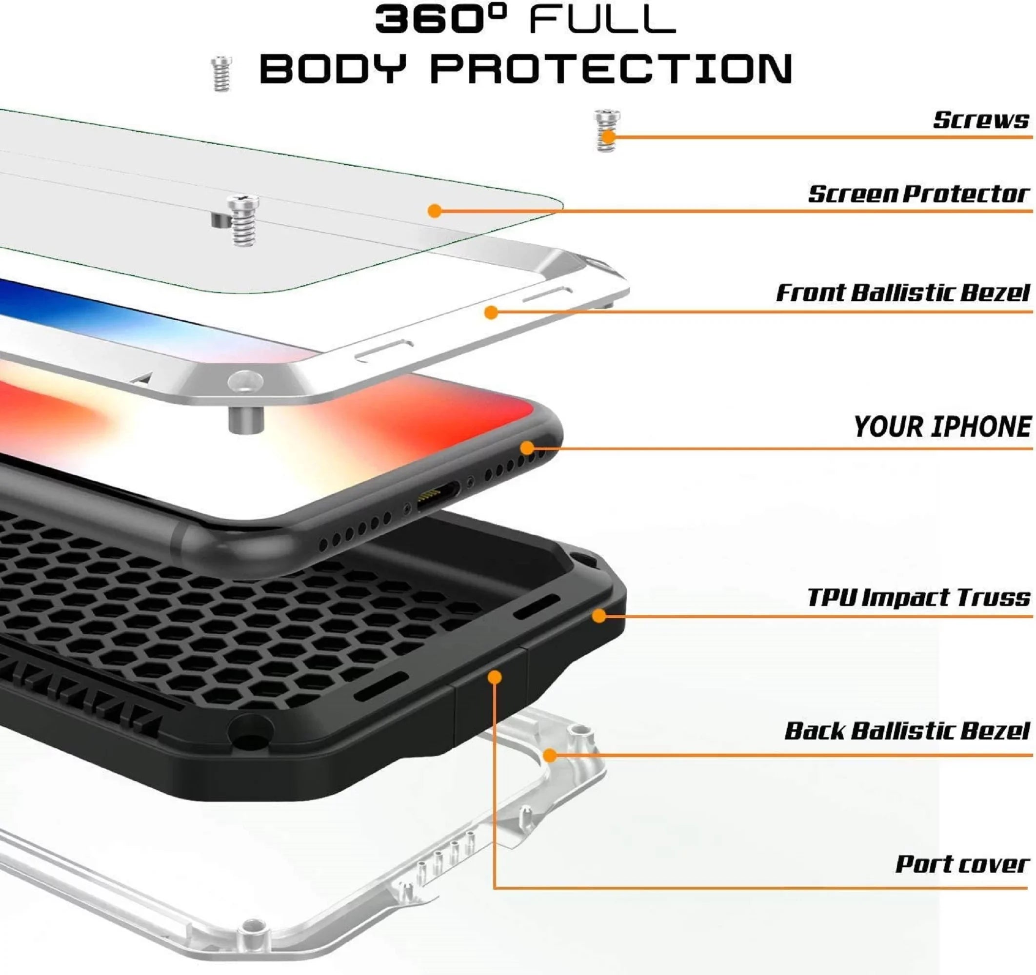 Gorilla Glass Aluminum Metal iPhone 6 Case (Silver) Heavy Duty Military Grade Shockproof and Scratch Resistant Protection, Rugged Outdoor Travel