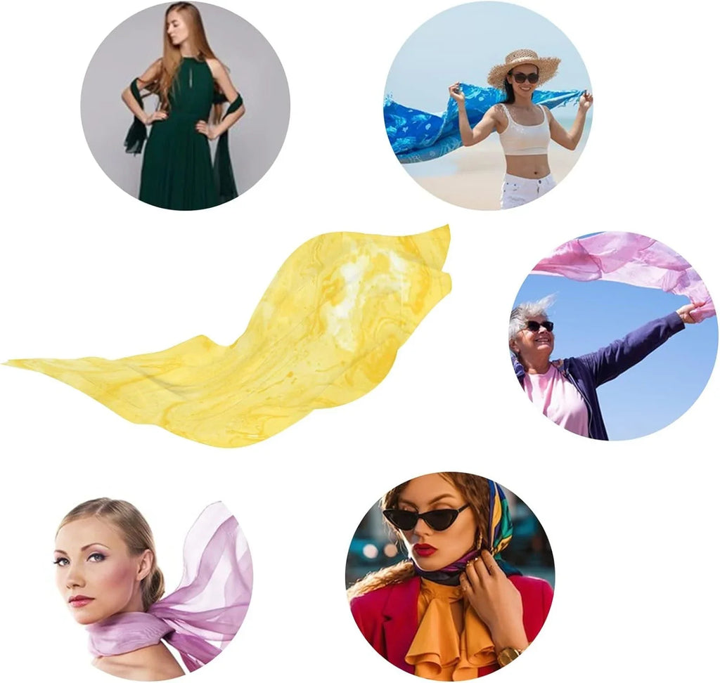 Hyjoy Lemon Marble Long Silk Neck Scarf Lightweight Shawl Wrap Scarves for Women Girls