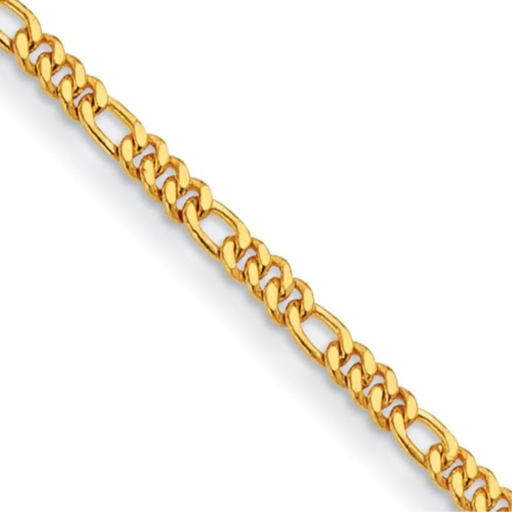 Auriga Fine Jewelry Mother's Day Gift 24k Yellow Gold Polished 4.8mm Solid Figaro 8" Chain Bracelet for Women