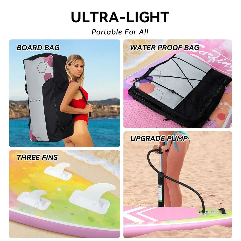 11FT Stand Up Paddle Board Inflatable  Surfboard Complete Kit with Kayak Seat