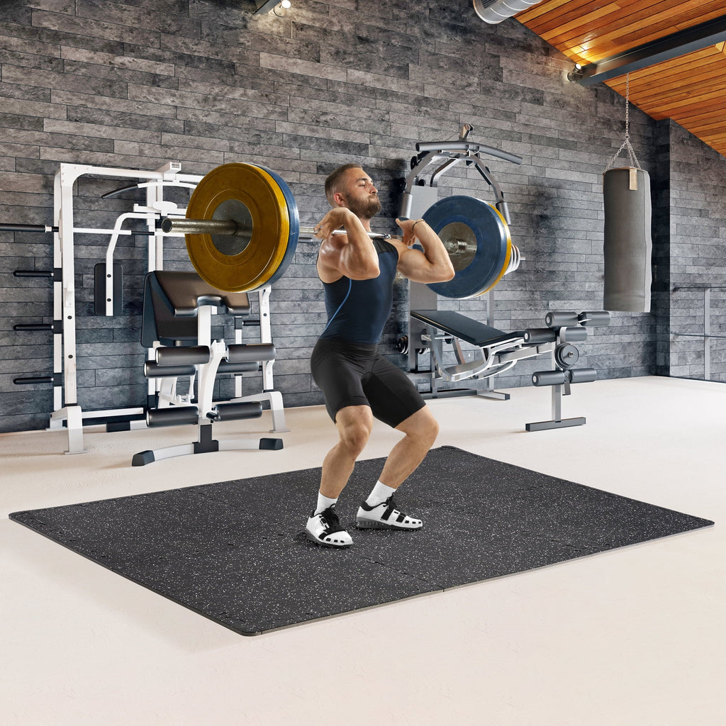Sivan Fitness 1/2" Thick Rubber Top High Density  Foam Gym Flooring for Home Gym - 12 Interlocking Gym Floor Mat