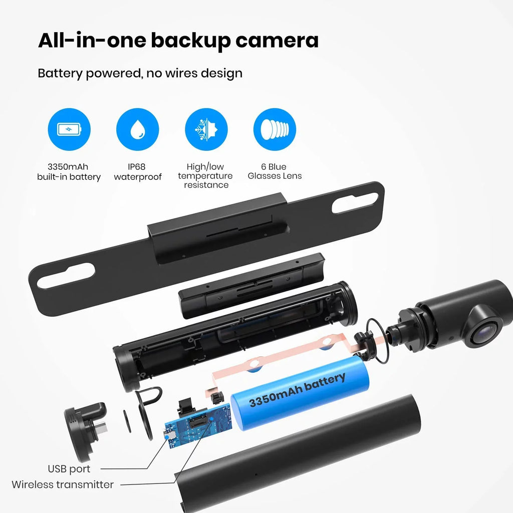 Auto-Vox Wireless Backup Camera with Solar Panel, Trailer Rear View Camera Highway Observation System for Trucks