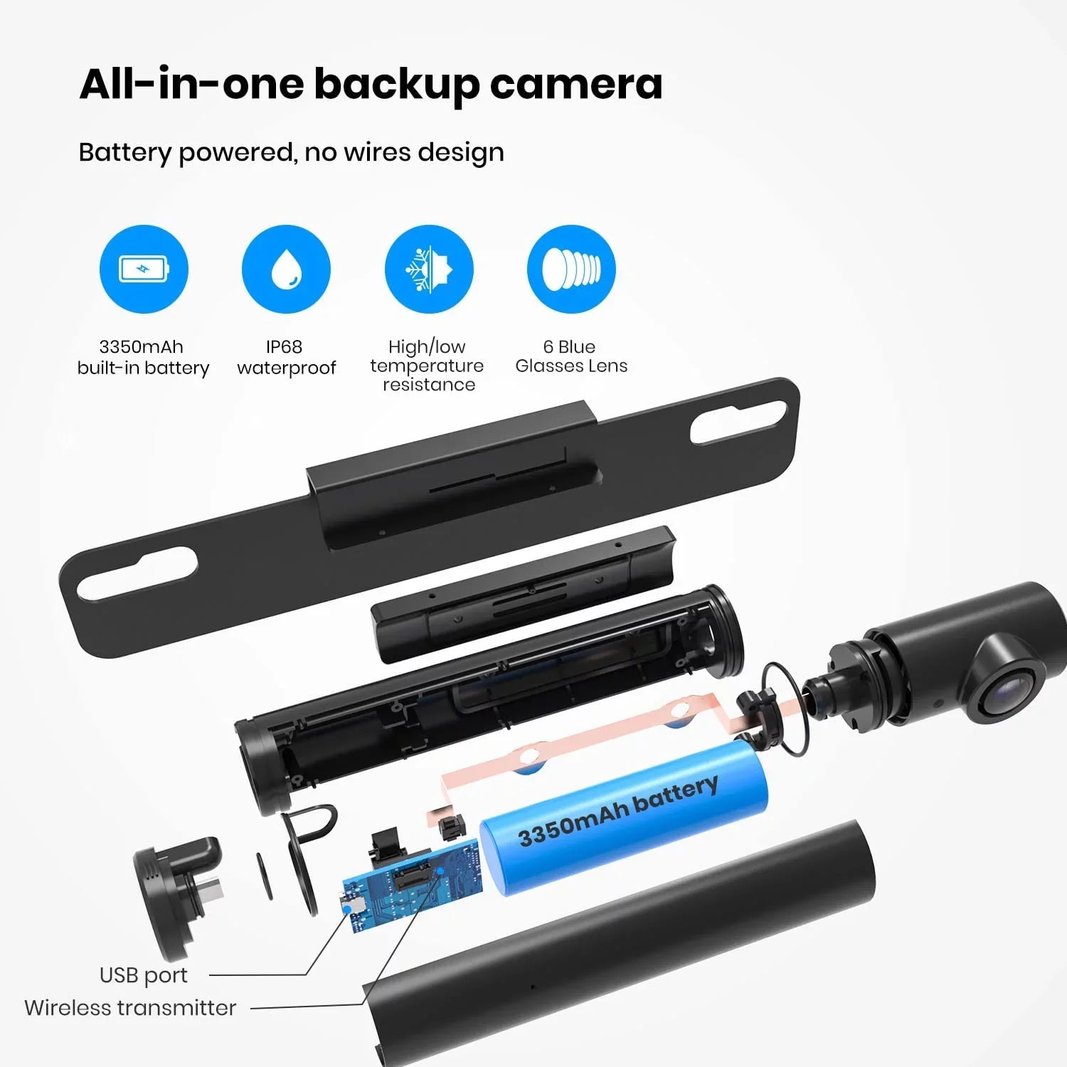 Auto-Vox Wireless Backup Camera with Solar Panel, Trailer Rear View Camera Highway Observation System for Trucks