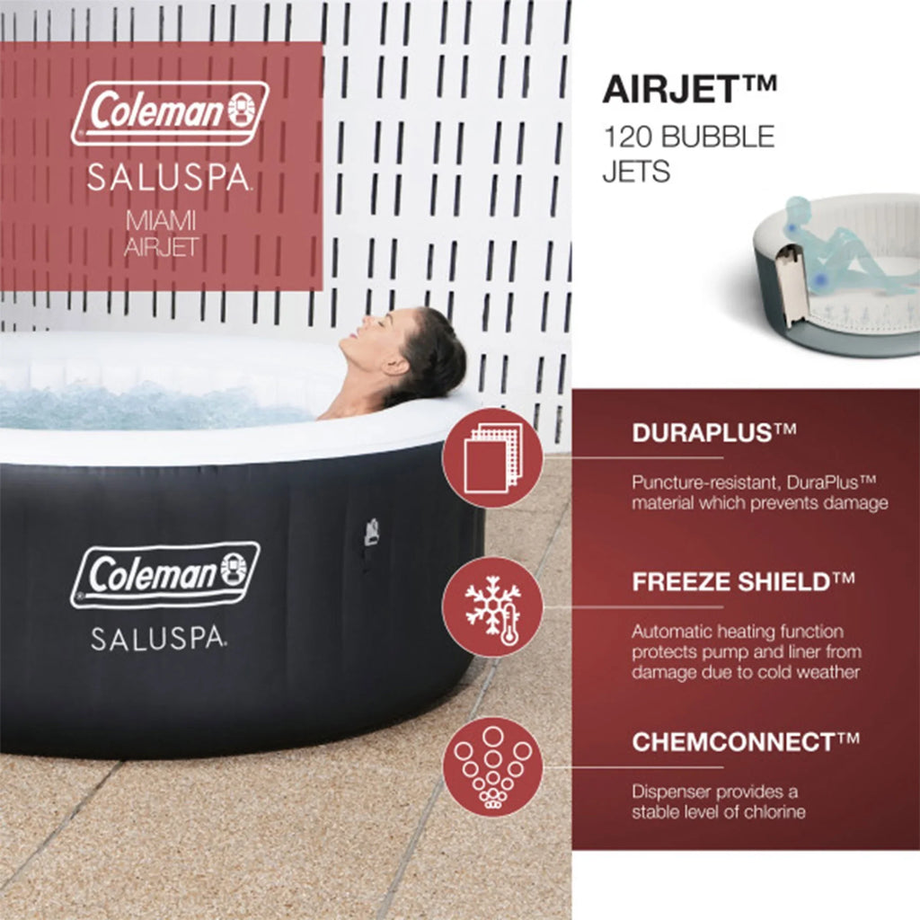 Coleman SaluSpa AirJet Hot Tub w/Bestway 4 SaluSpa Seat & 2 Headrest Pillow