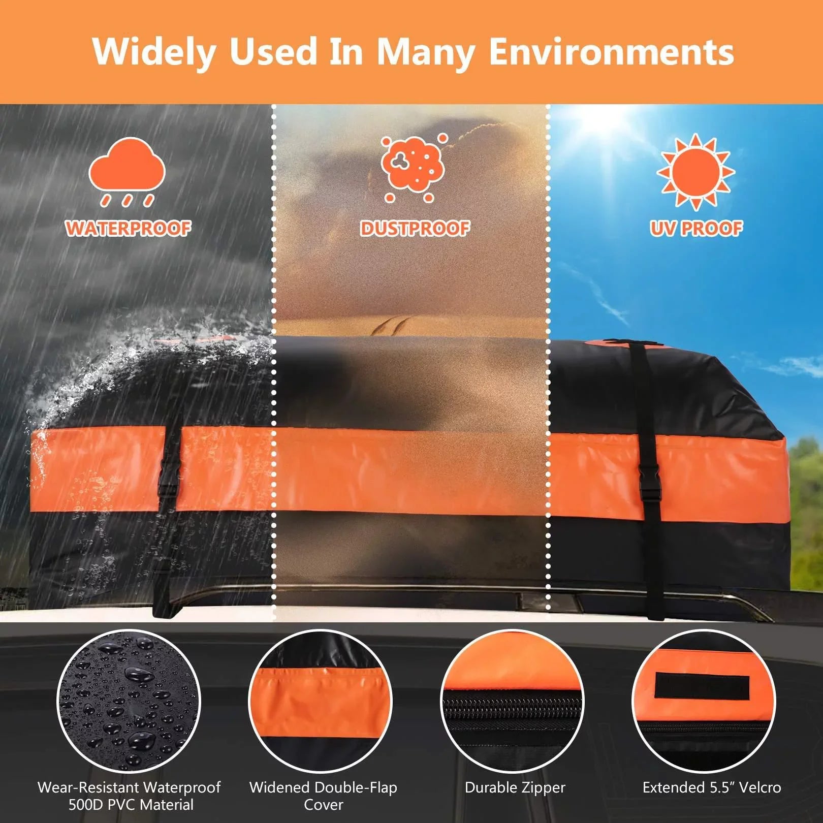 20 Cubic Feet Car Vehicles Waterproof Roof Top Cargo Carrier Luggage Travel Storage Bag for Car Truck  Clearance Sales