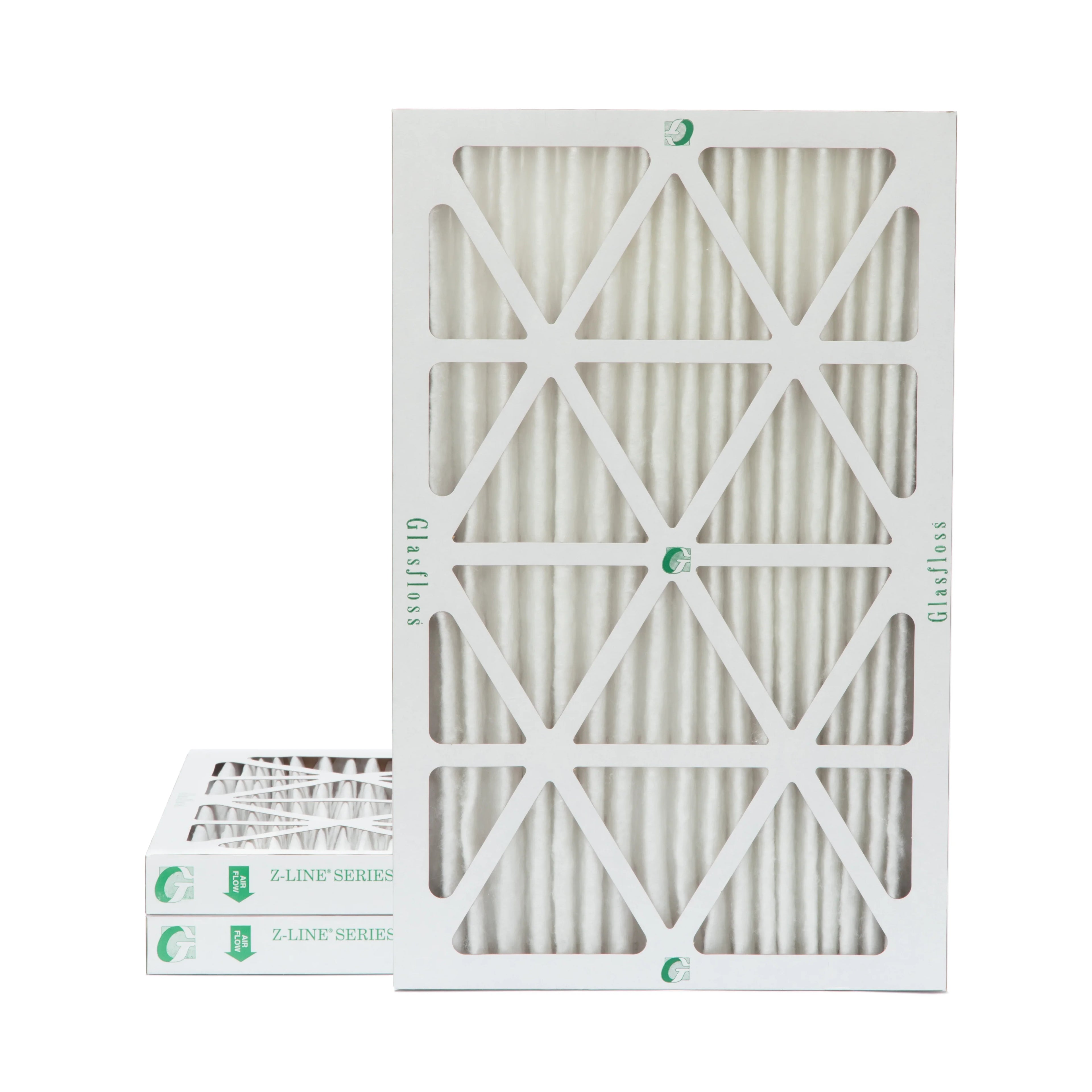 3 Pack of 16x25x2  10 Pleated 2" Inch Air Filters by Glasfloss. Actual Size: 15-1/2 x 24-1/2 x 1-3/4