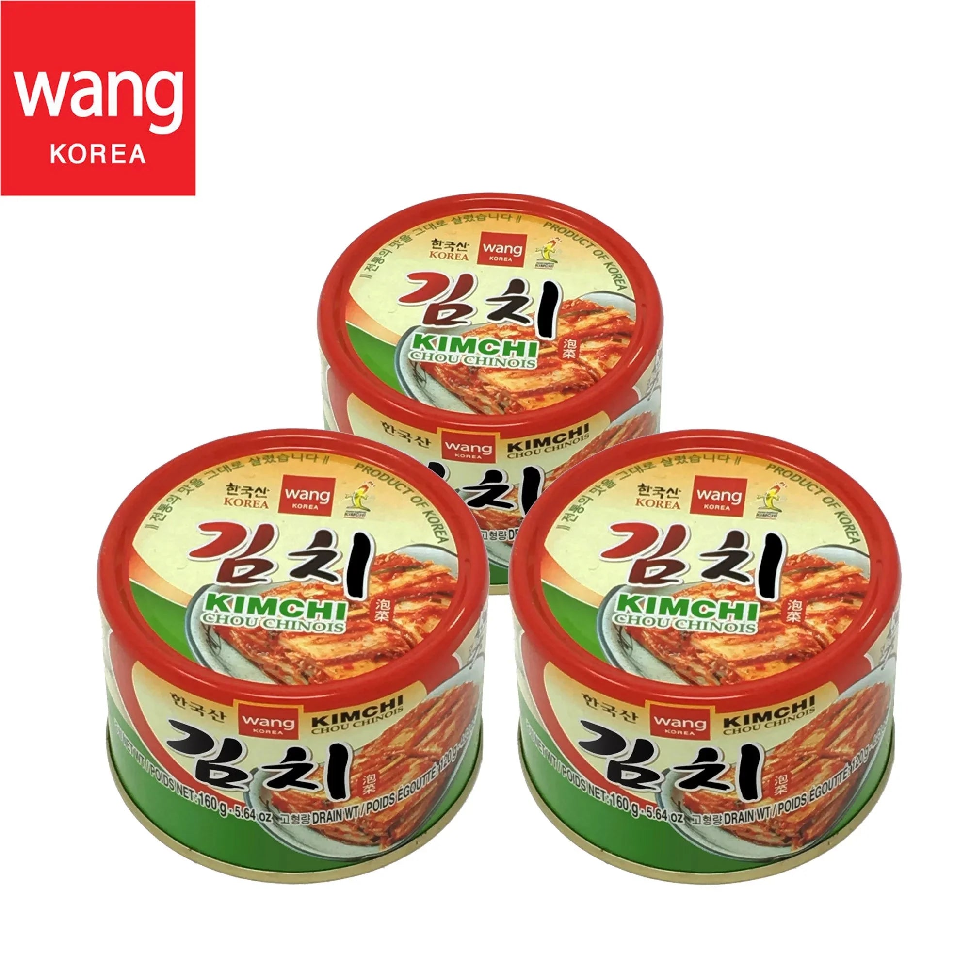 Korean Canned Kimchi, Original Authentic Tasteful Can Napa Cabbage Kim Chi Condiment, Vegan Gluten Free [No Preservatives] - 5.64 oz (3 Cans)