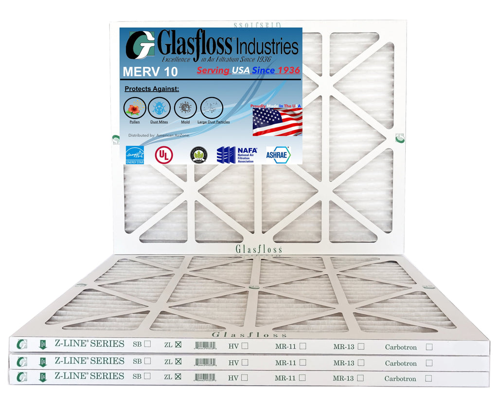 Glasfloss 20x21x1 -  10 -Qty:4 - Furnace Air Filter - Made in  (Actual Size: 19.5 x 20.5x7/8 inch)