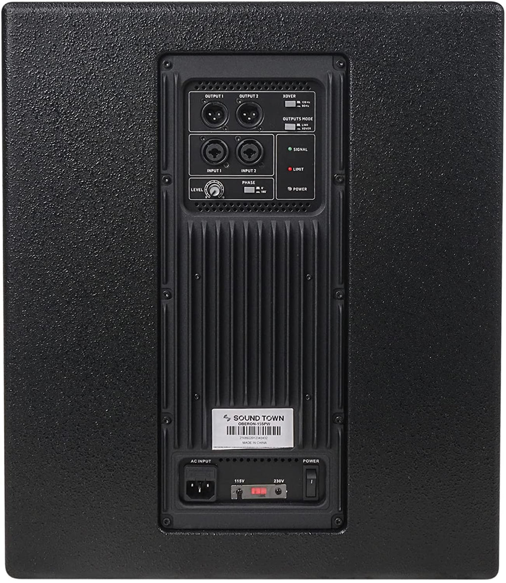 Sound Town  Series 15" 1400W Powered / Subwoofer with Class- Amplifier,  and Selectable  Output Modes, 4" Voice Coil, 100 oz Magnet, Birch Plywood, Black (-15SPW)
