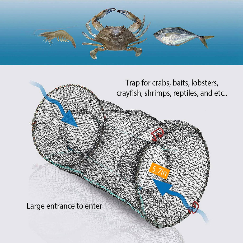 iMounTEK Crab Trap Net Bait Fishing Pot Cage for Shrimp Prawn Crayfish Lobster, 2 Packs, 22x11.8x11.8in
