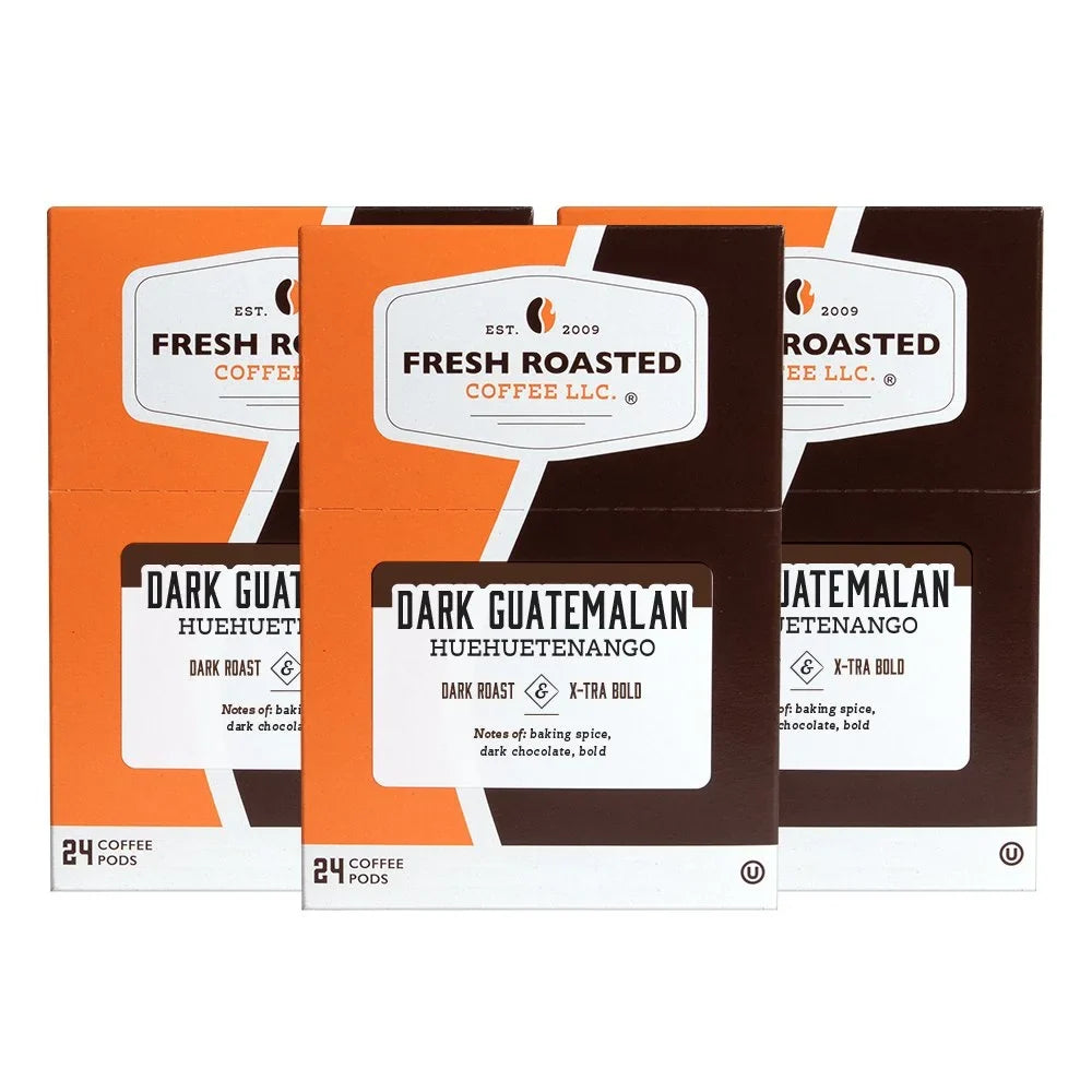 Fresh Roasted Coffee, Dark Guatemalan Huehuetenango Coffee Pods, Dark Roast, -cup Compatible, 72 Count