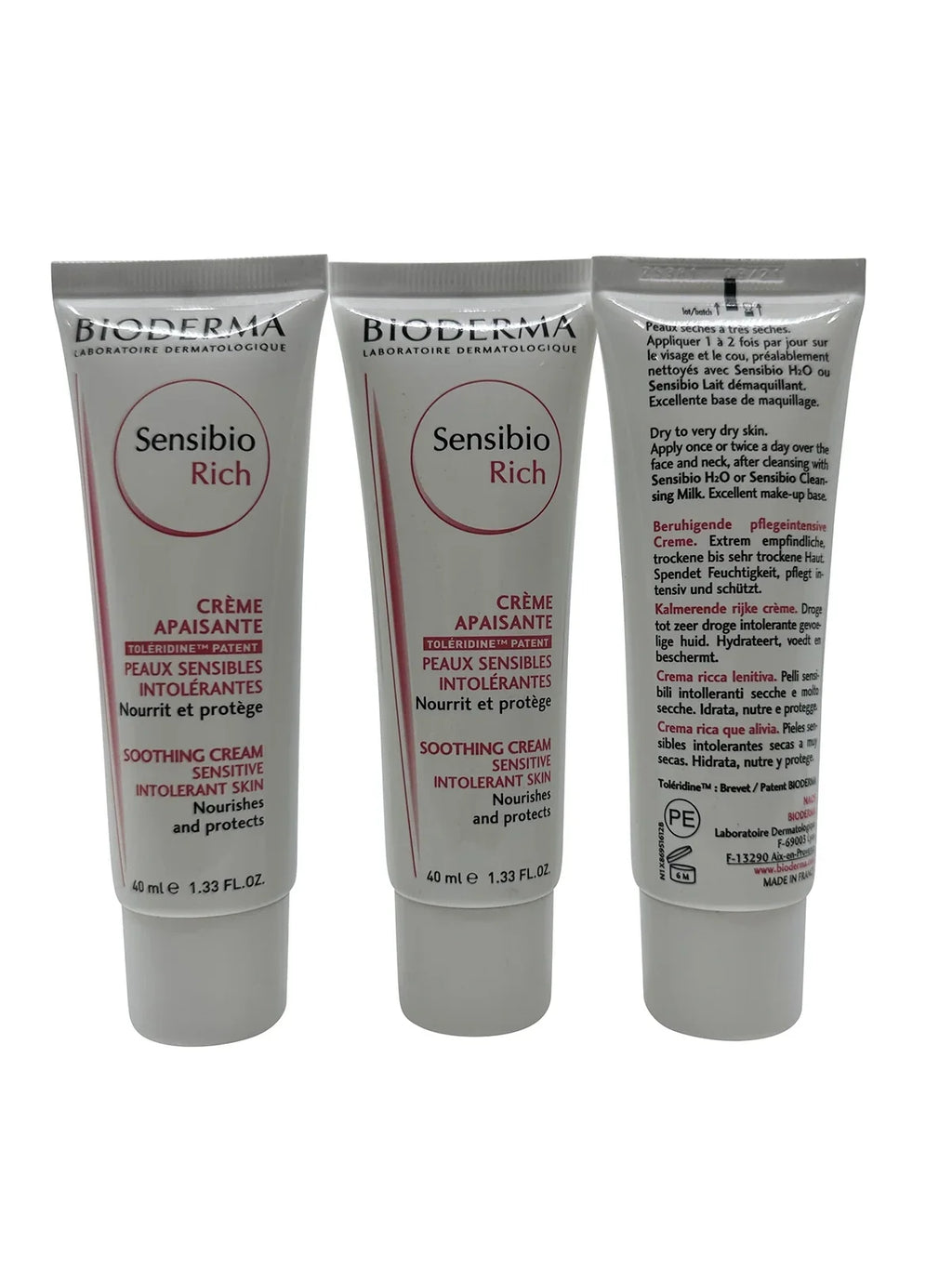 Bioderma Sensibio Rich Soothing Cream Sensitive Skin 1.33 oz Set of 3