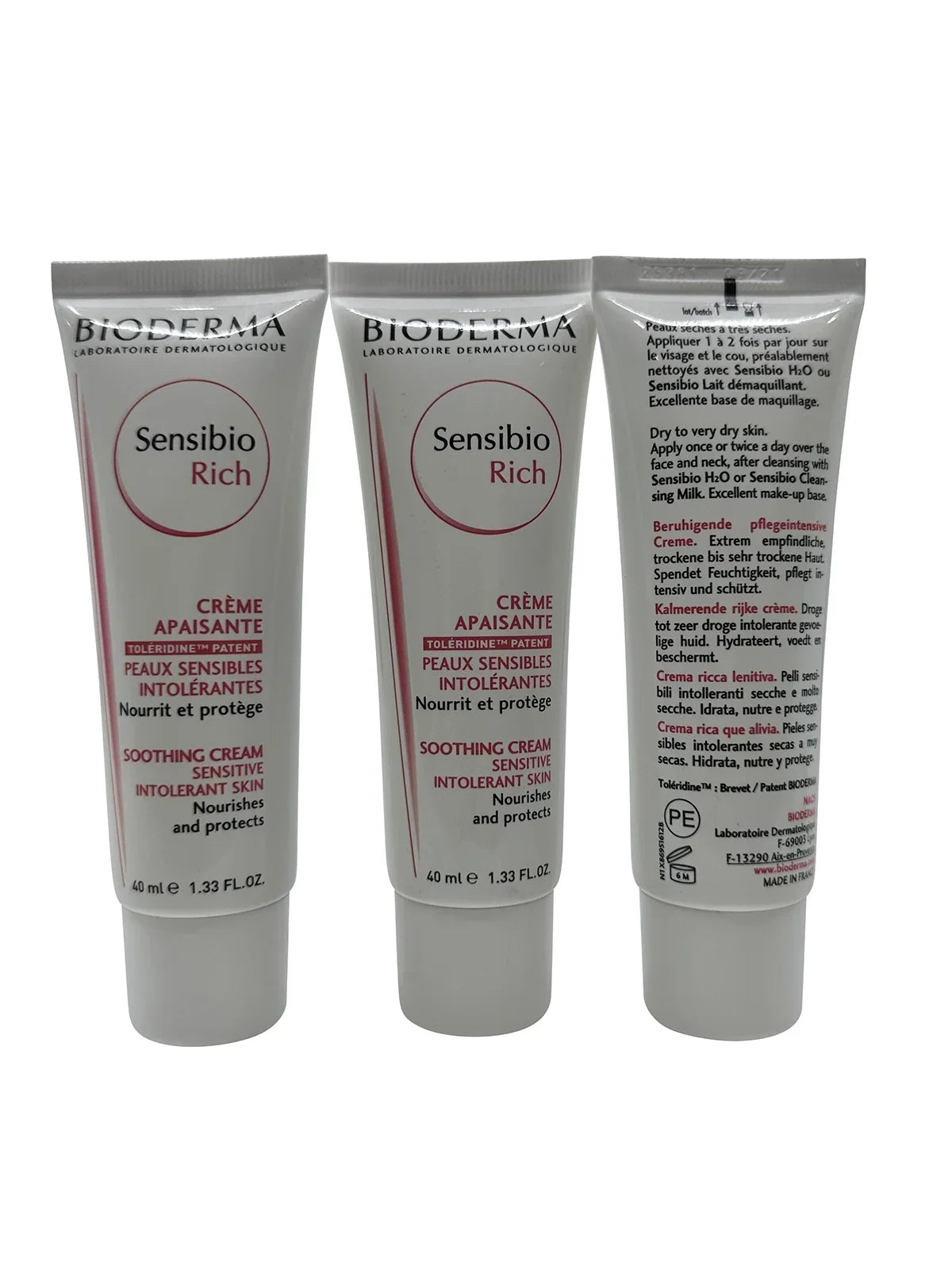 Bioderma Sensibio Rich Soothing Cream Sensitive Skin 1.33 oz Set of 3