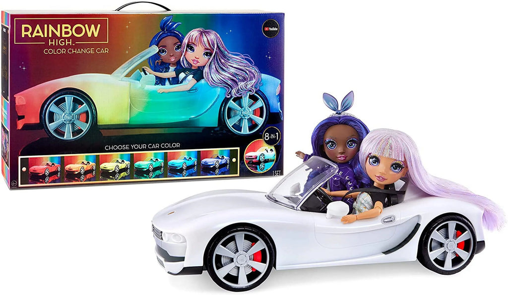 Rainbow High Color Change Car - Convertible Vehicle, 8-In-1 Light-Up, Multicolor, Fits 2 Fashion Dolls- Great Toy Gift for Girls Ages 6-12+