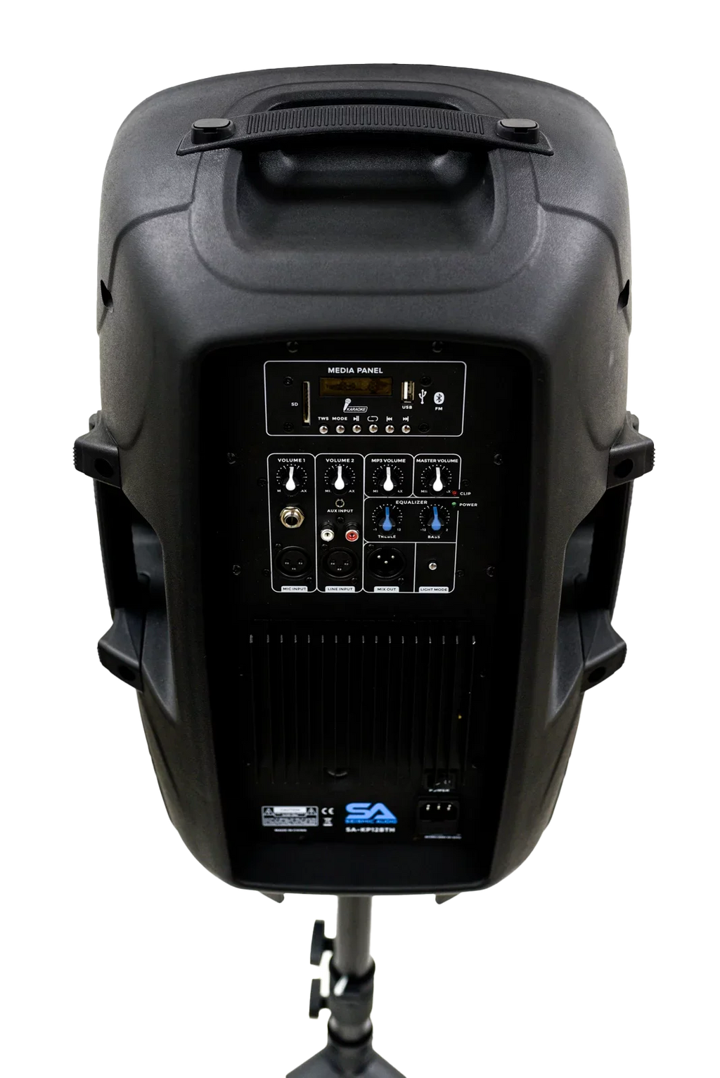 Seismic Audio - Active 15 Inch  Home Karaoke Bluetooth Party Speaker  System with Stand,  Lights, Microphone, Cable and Remote