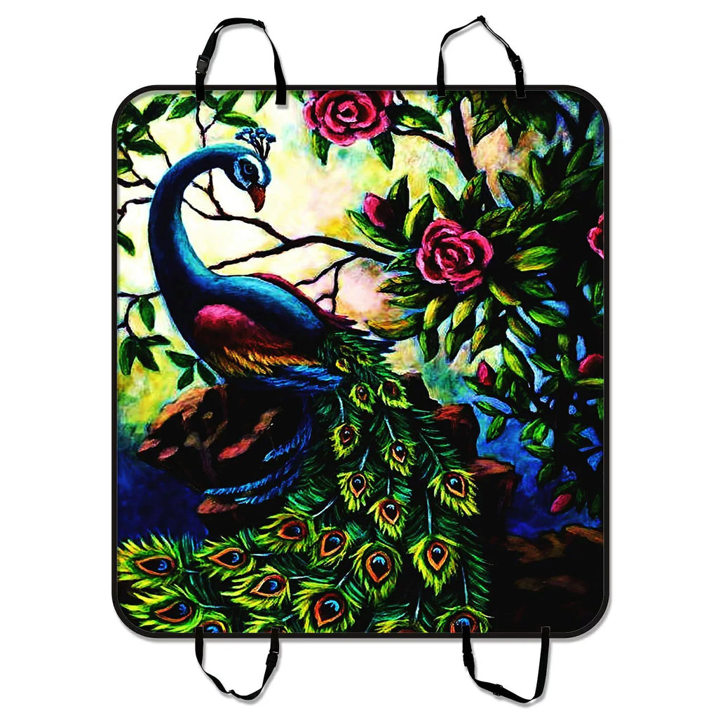 Artistic Paintings Graceful Peacock Pet Car Seat Cover Dog Car Seat Mat Hammock Cargo Mat Trunk Mat For Cars Trucks and  54x60 inches