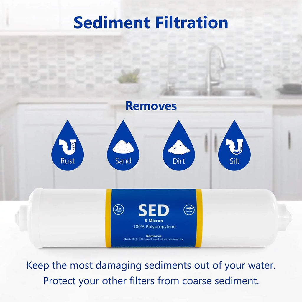 Countertop Reverse Osmosis System Filter Set  4 Replacement Filters  1?4” Quick Connect Filter Cartridges  Sediment And Carbon Filters  100   Membrane  6 Month Filter Set