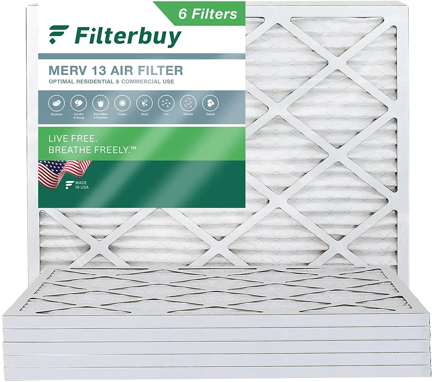 Filterbuy 14x18x1  13 Pleated   Furnace Air Filters (6-Pack)