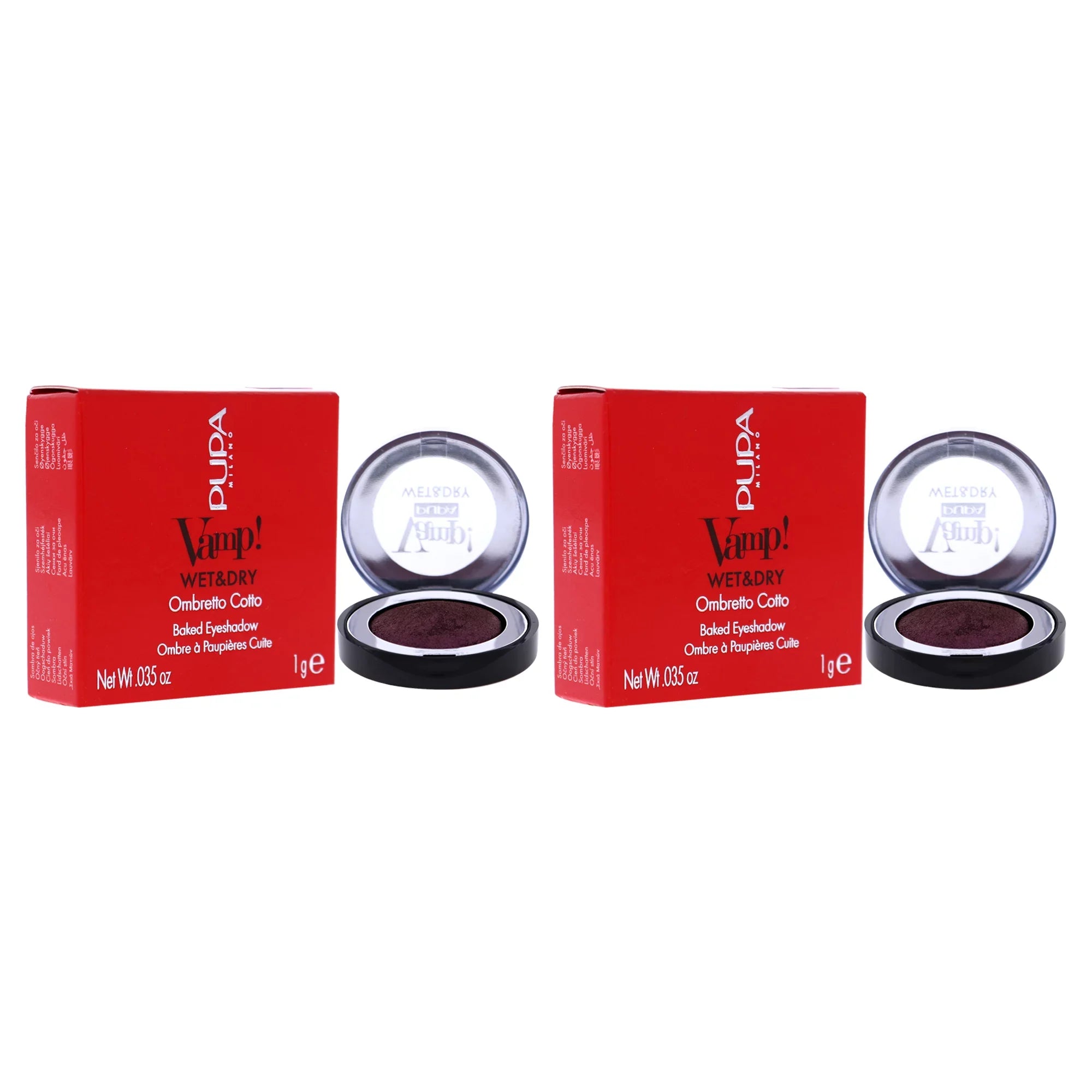 Pupa Milano Vamp! Wet and Dry Baked Eyeshadow - 205 Hot Violet - Pack of 2 - 0.035 oz Eye Shadow