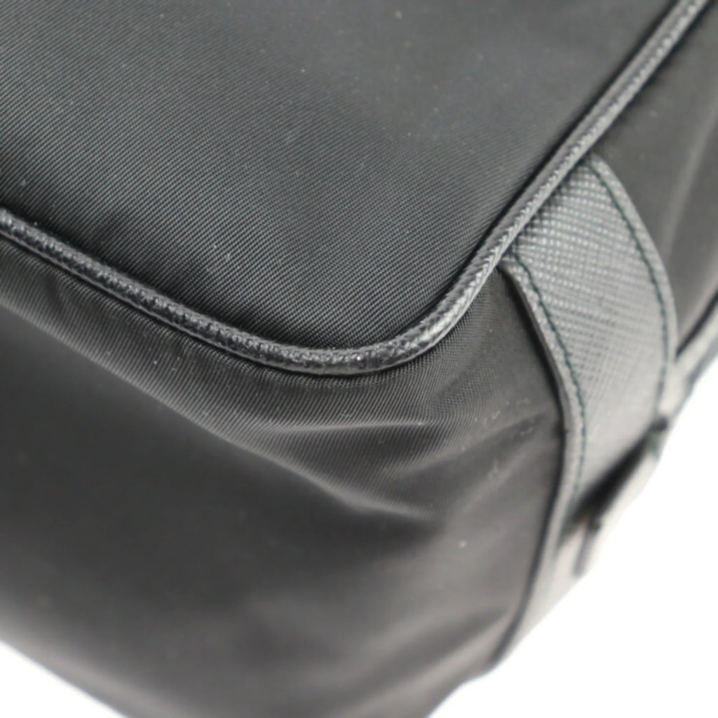 Pre-Owned  Prada second bag 2NA819 nylon leather black silver hardware clutch handbag triangle logo (Good)