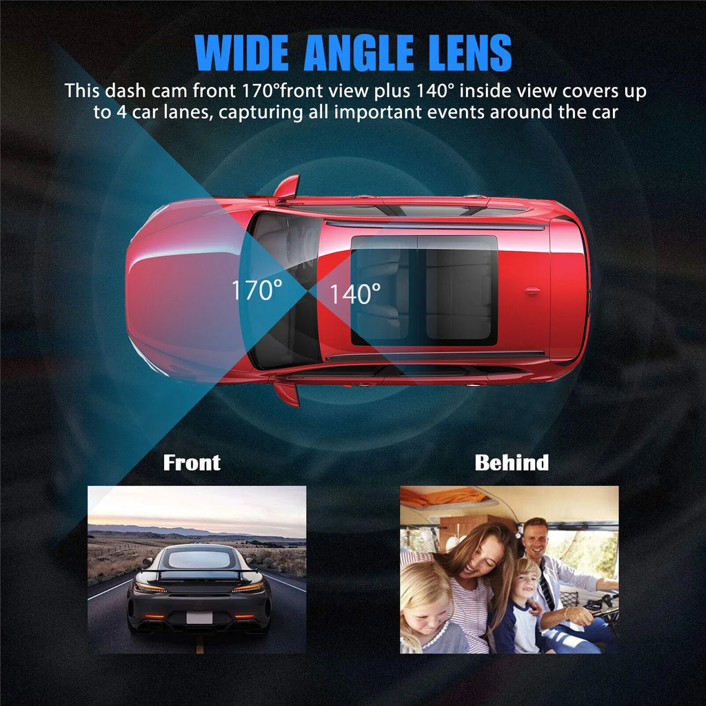Dual Lens Car  Dash Cam Video Recorder -Sensor 1080P  Front+Inside Camera