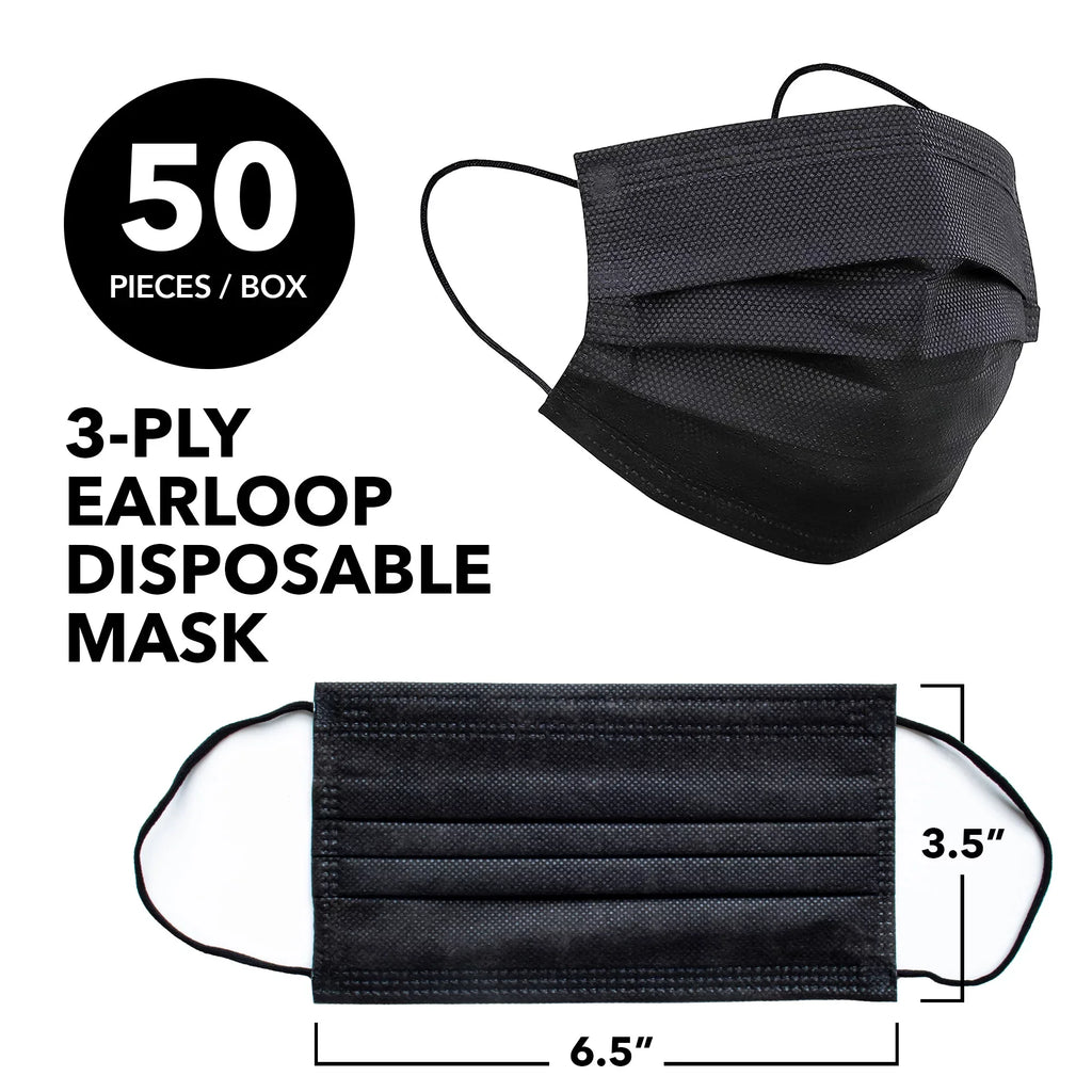 InterMask Disposable Premium 3-Ply  Level 3 Mask, Black, Case of 2000