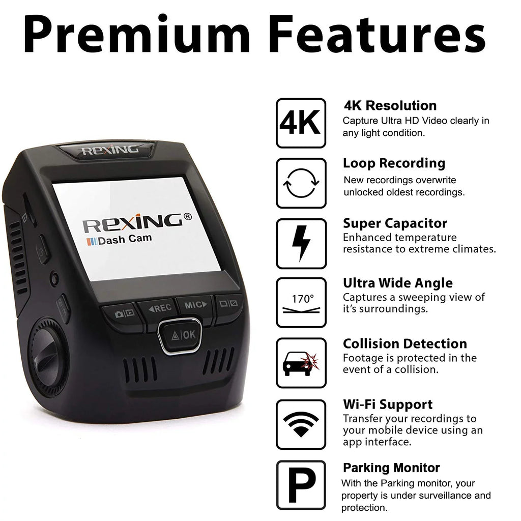 Rexing -4K Ultra  Car Dash Cam
