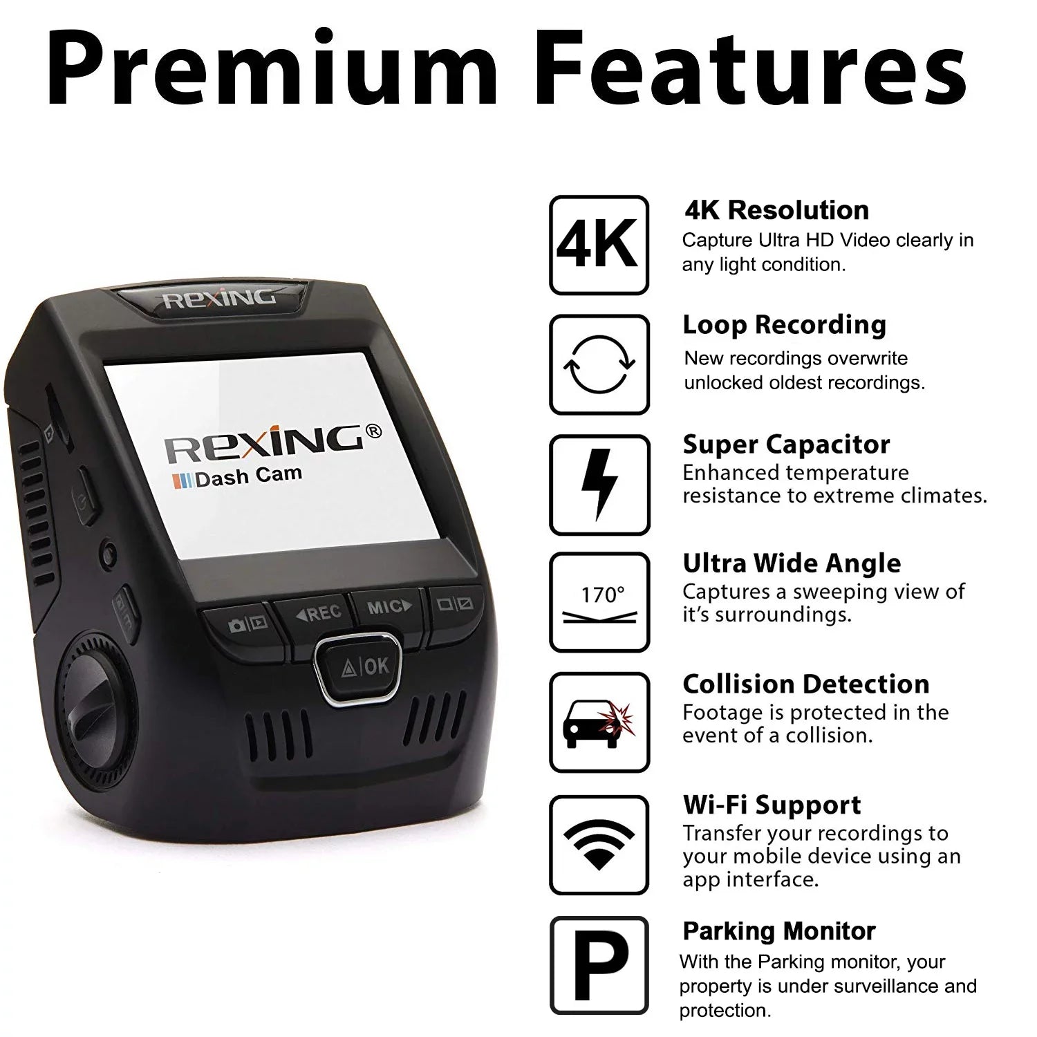 Rexing -4K Ultra  Car Dash Cam