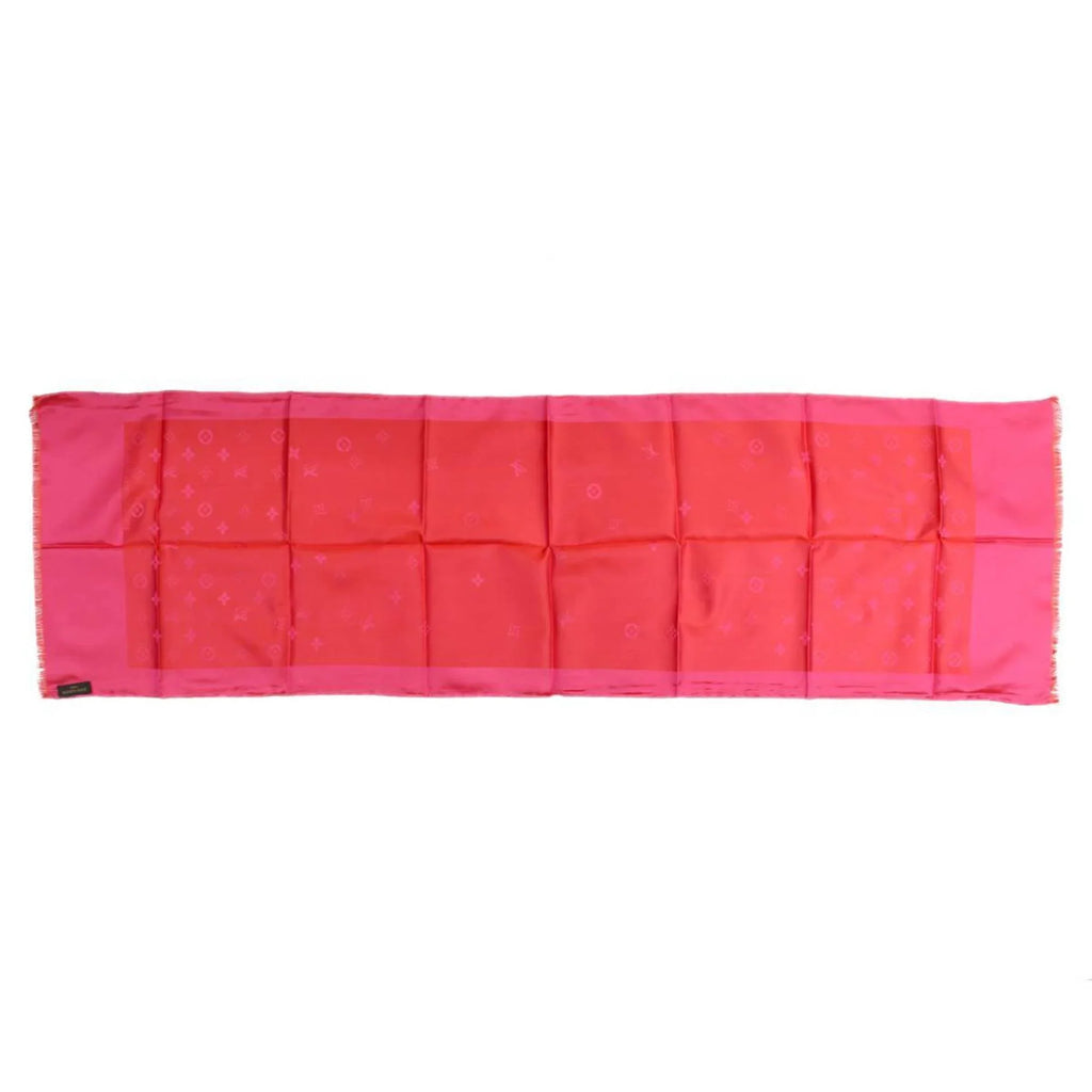 Pre-Owned  /Louis Vuitton silk scarf monogram pink 100% (Good)