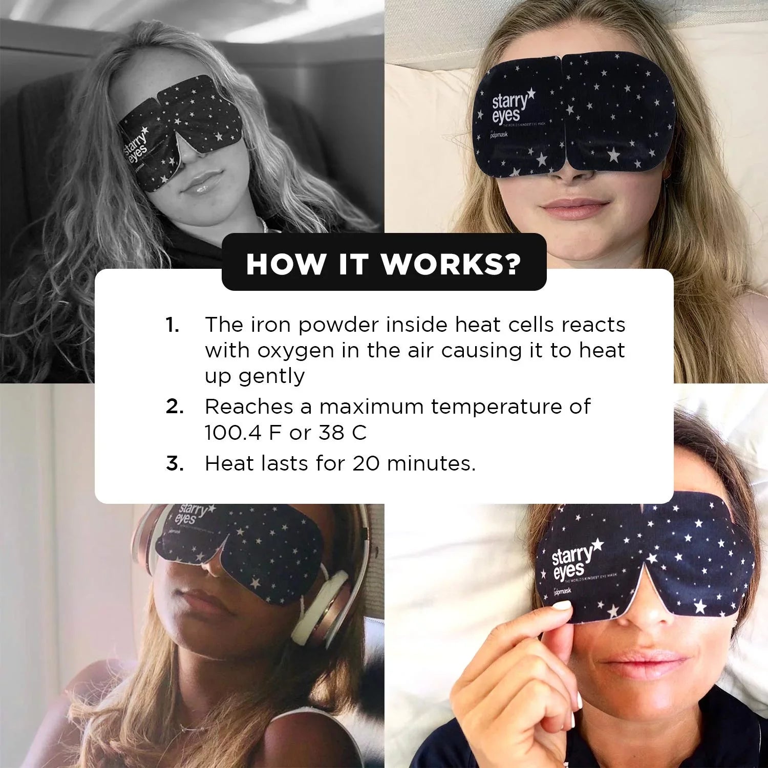 Popmask Starry Eyes Self Warming Eye Mask, 5 Count, 3 Pack, 15 Count Total