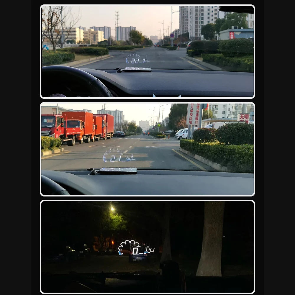 Apexeon Car Head Up Projector, Digital Speedometer Display with Voltage and Oil Consumption , Water Temperature Gauge, Total Driving Time ， Optimize Your Driving Performance