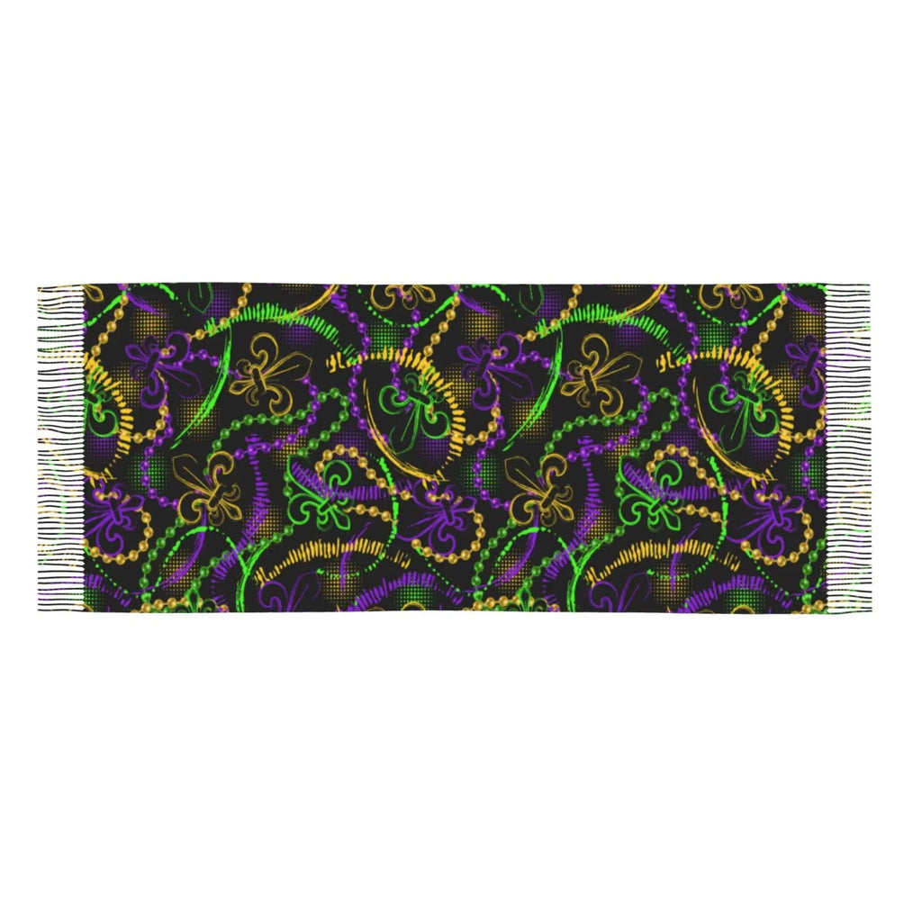 Bingfone Soft Cashmere Feel Scarf For Women Elegant Art Print Winter Warm Scarves Large Shawl Wrap Gifts- Neon Mardi Gras