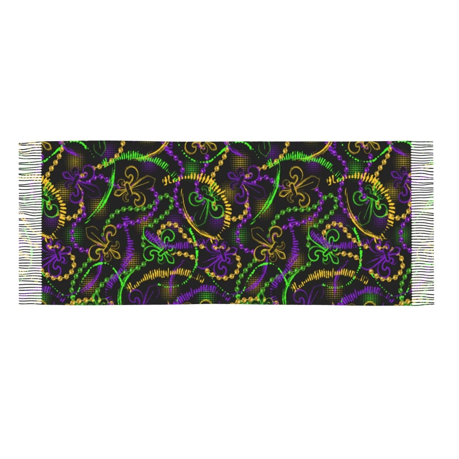 Bingfone Soft Cashmere Feel Scarf For Women Elegant Art Print Winter Warm Scarves Large Shawl Wrap Gifts- Neon Mardi Gras