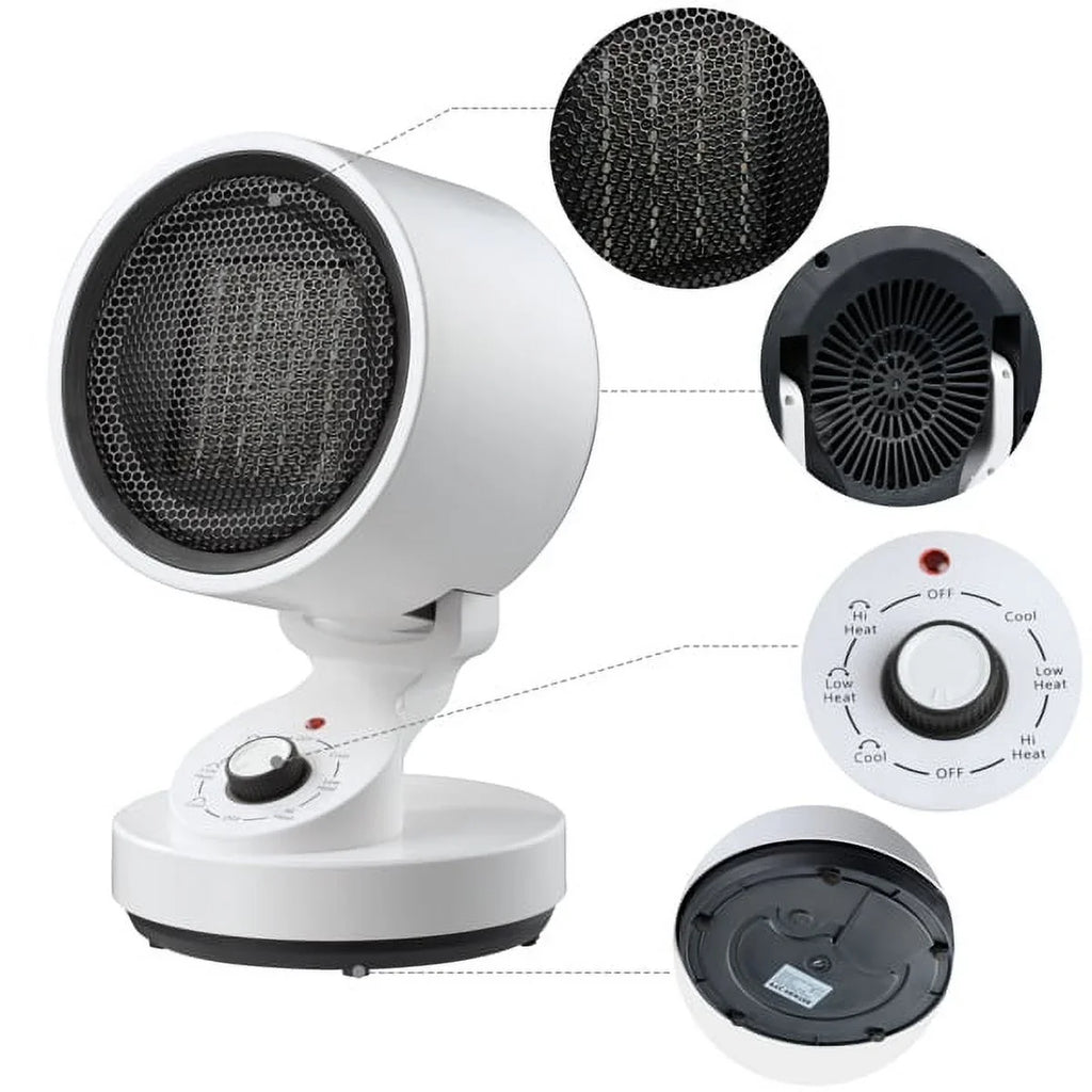 Electric Space Heater Cooling Fan, 2-In-1 Space Warm & Cool Fan,with 3 modes including High Heat (1500W), Low Heat (900W), and Cool Mode (10W) , Quick Heat Up Machine for Home, Office