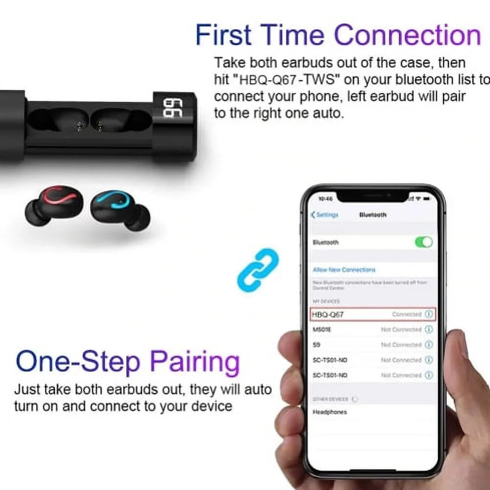 Earbuds Wireless  Headphones Earphones True Wireless Stereo Headset  for Samsung Galaxy TabPRO 8.4 Tab 3 8.0 7.0 4 10.1 - 2 10.1,  Active,  5G On5 Note 9 8 5 NotePRO 12.2 4 3