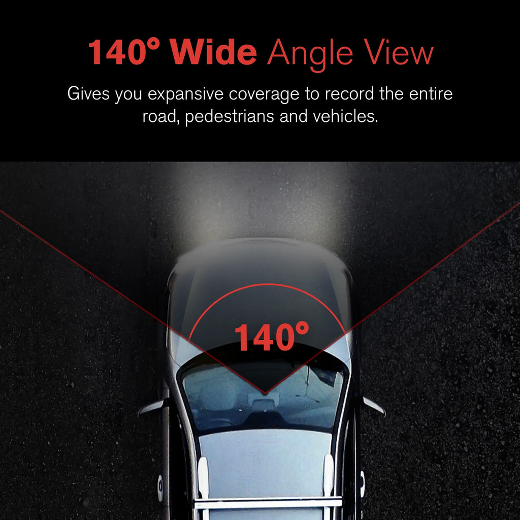 1080p Roadcam with App, 140 Degree Wide Angle Lense, 2.4"  Screen, -Sensor Technology with Park and Record Mode, Loop Recording