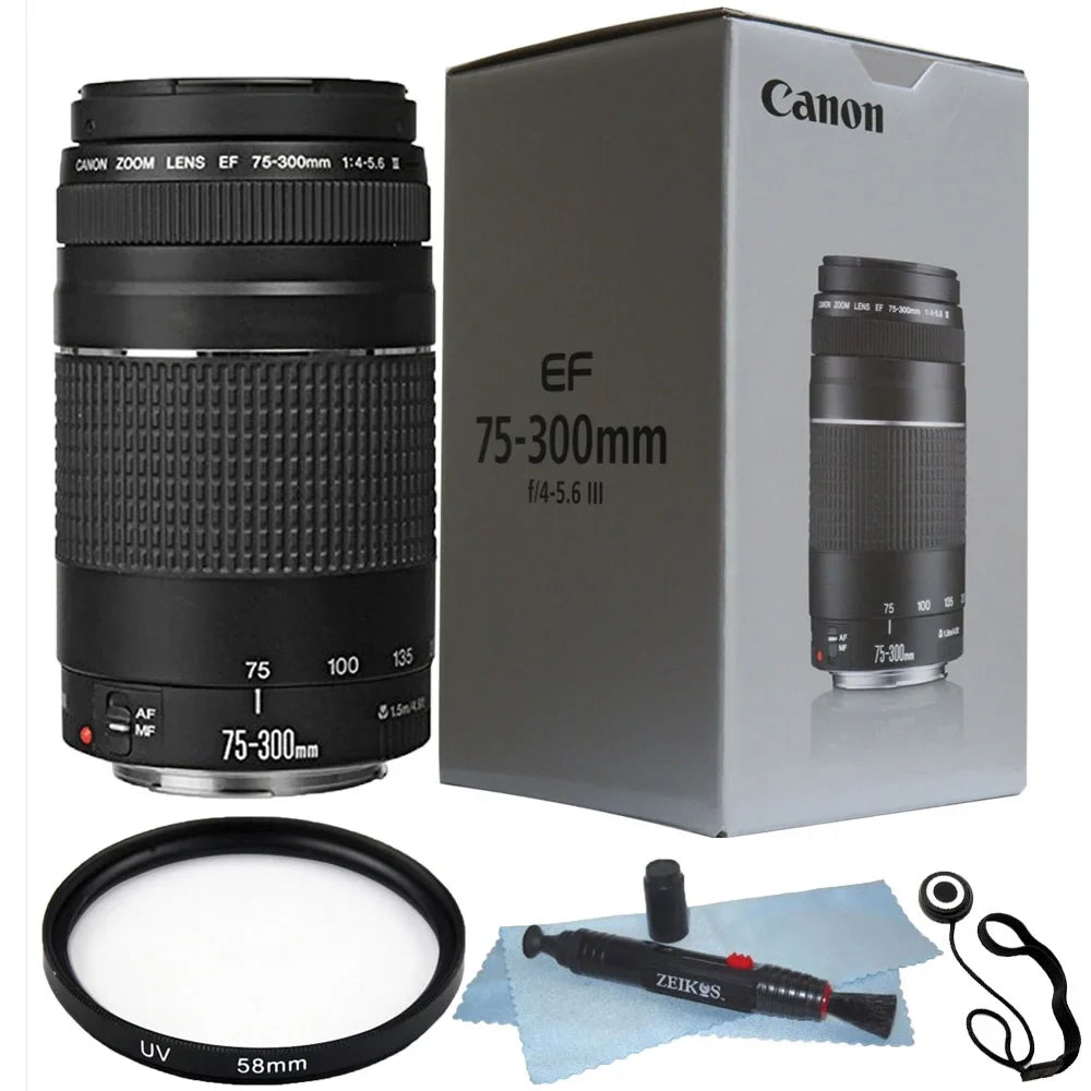 Canon  75-300mm f/4.0-5.6  Lens + 58mm  Filter + Lens Pen + Cap Holder