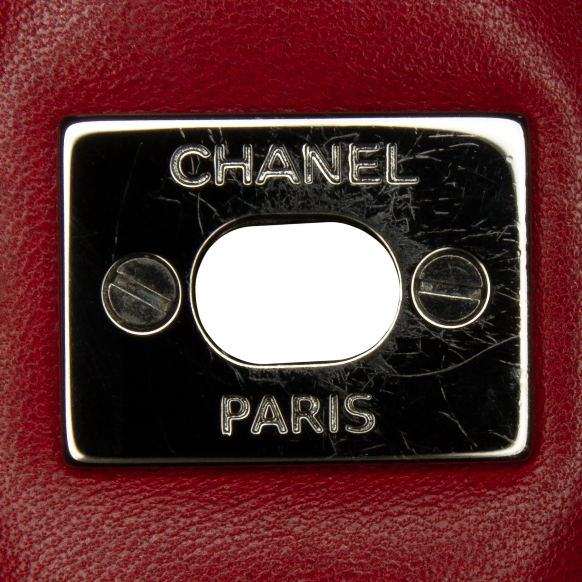 Pre-Owned Authenticated Chanel Mini Classic Lambskin Square Single Flap Leather Red Crossbody Bag Unisex (Good)