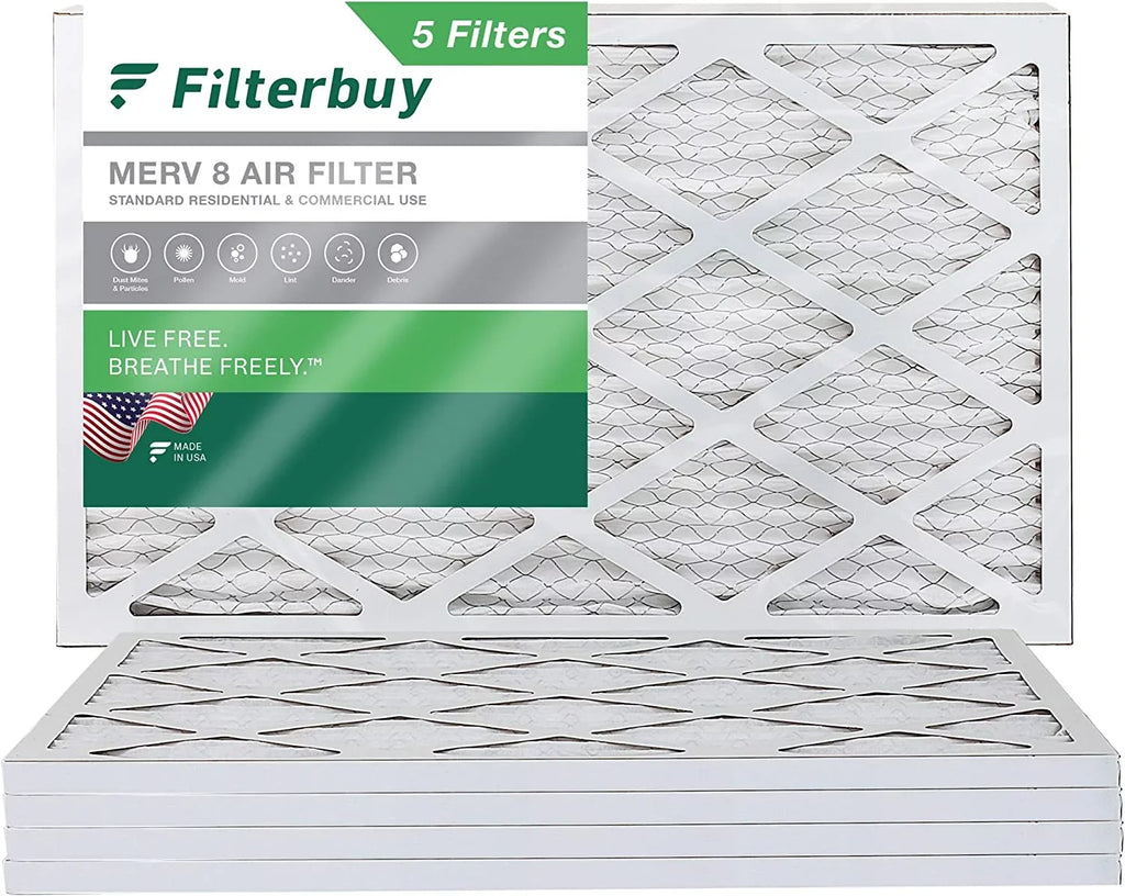 Filterbuy 12x20x1  8 Pleated   Furnace Air Filters (5-Pack)