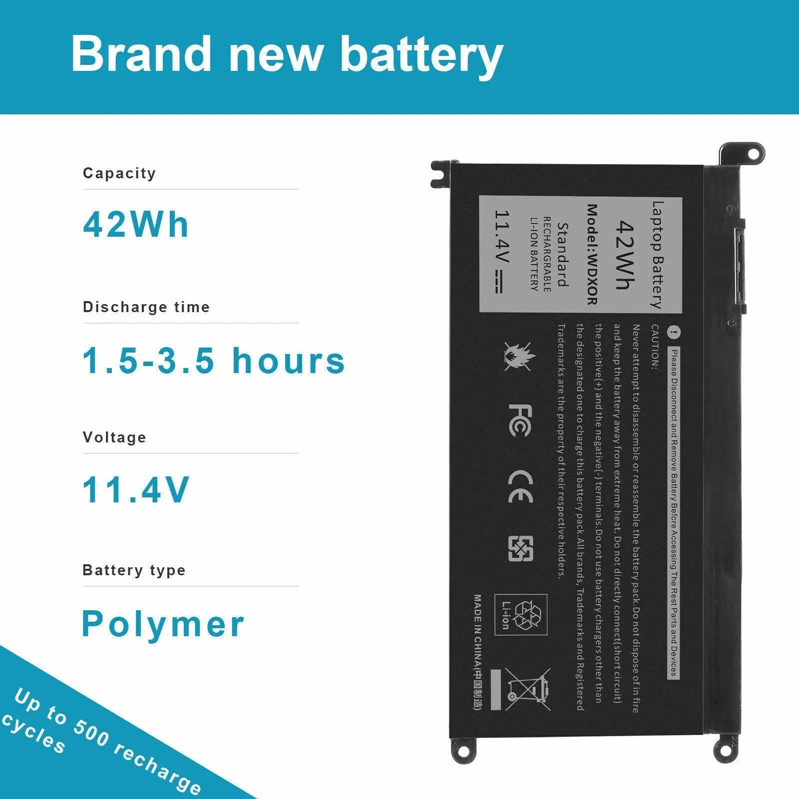 Battery For Dell   0WDX0R, 0FC92N