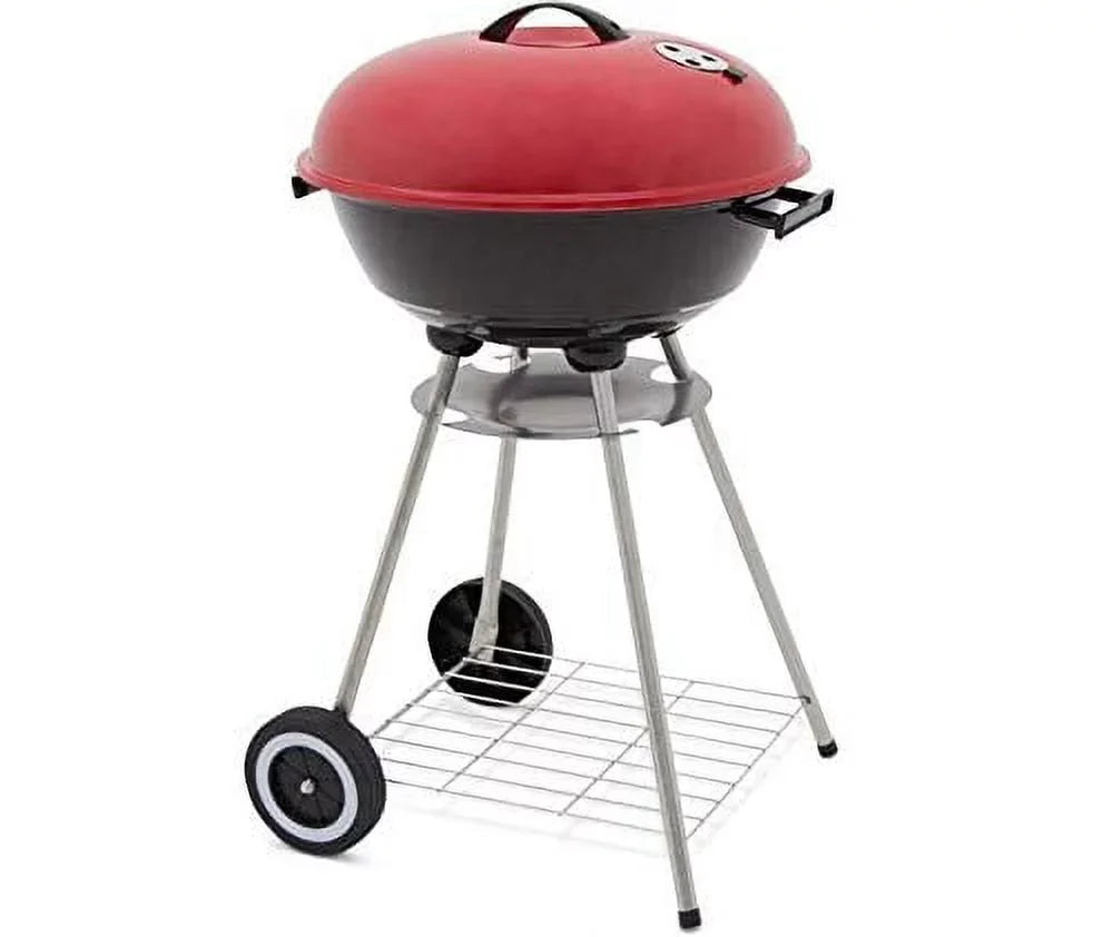 alp Classic Large 18x31 Charcoal Barbecue Grill Portable  Heavy Steel /Wheels Legs Ash Catcher Red/Black Color