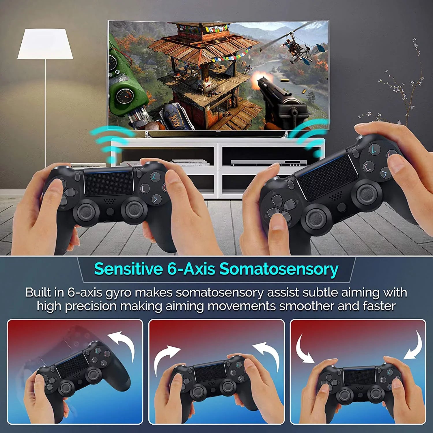 Wireless GamePad Compatible with Samsung Galaxy   5G Controller Plus 1,000 Battery/Built-In Speaker/Gyro/Remote BlueTooth Slim (Black)