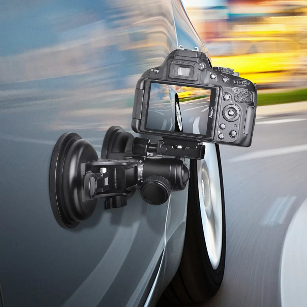 Heavy Duty (20 lbs Load)  Mirorrless Camera Suction Cup Car Mount Camcorder Vehicle Holder 360° Ball Head Compatible with Nikon Canon Sony