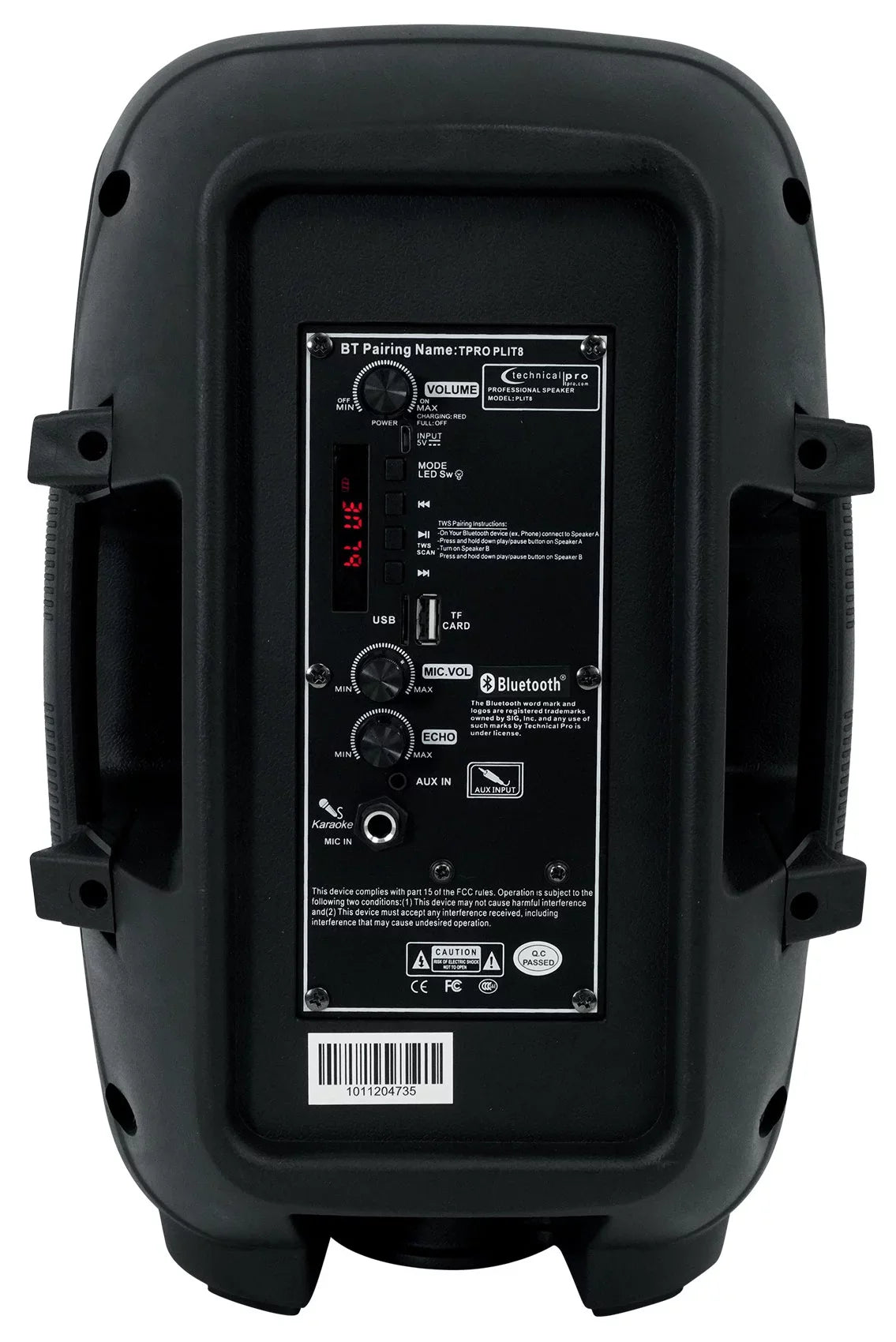 (2) Technical Pro  Portable 8" Bluetooth  Party Speakers+Wireless Link