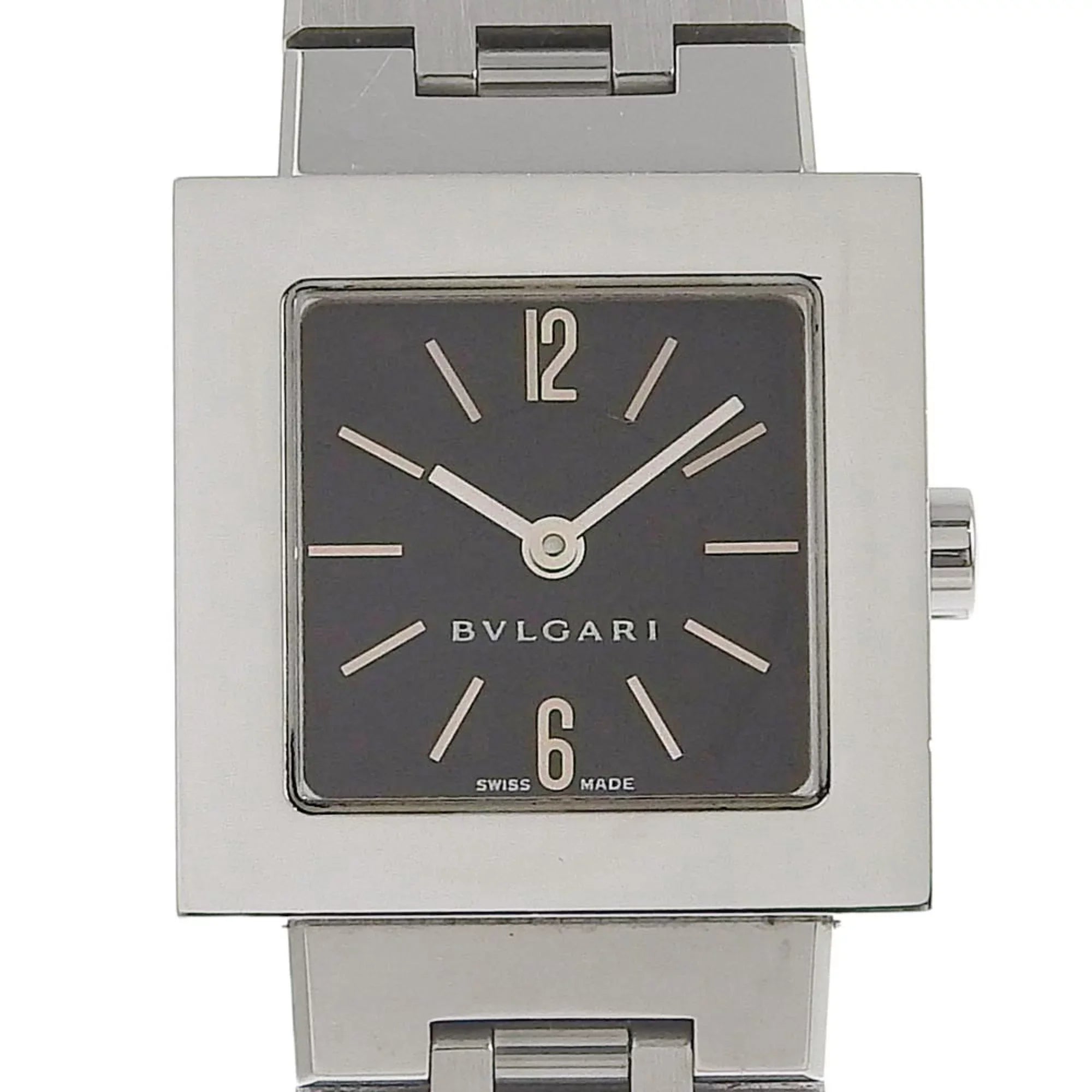 Pre-Owned  Bulgari Quadrado watch  stainless steel silver quartz analog display ladies black dial (Good)