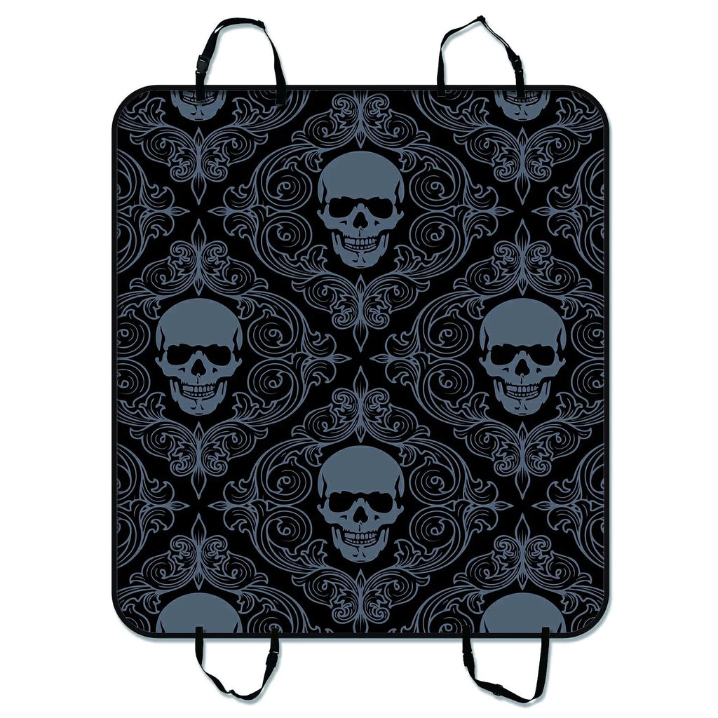Dark Balck World Design Skull With Lacy Pattern Pet Car Seat Cover Dog Car Seat Mat Hammock Cargo Mat Trunk Mat For Cars Trucks and  54x60 inches