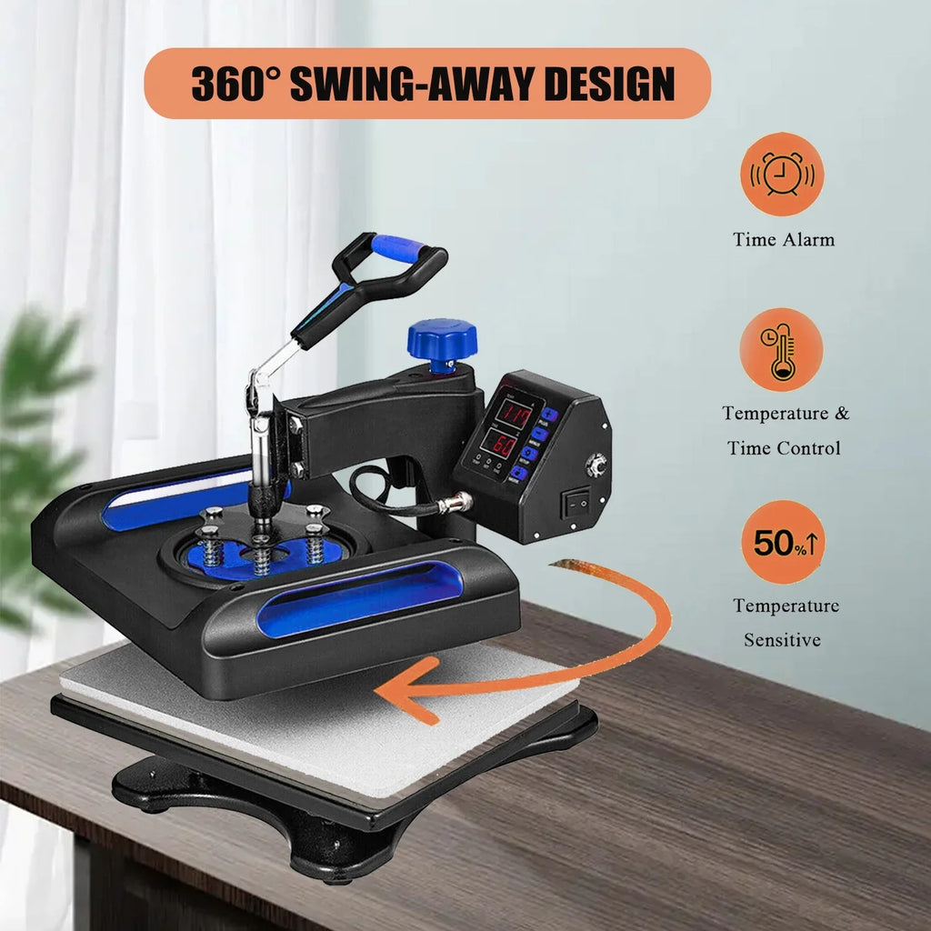Blue Heat Press Machine 975W, 15 x 15 Inches Sublimation Transfer Printer, Digital Precise  Control Printing, 360 Swing Away Vinyl Transfer Printer for -Shirts, Canvas Bag, Pillow, Banner